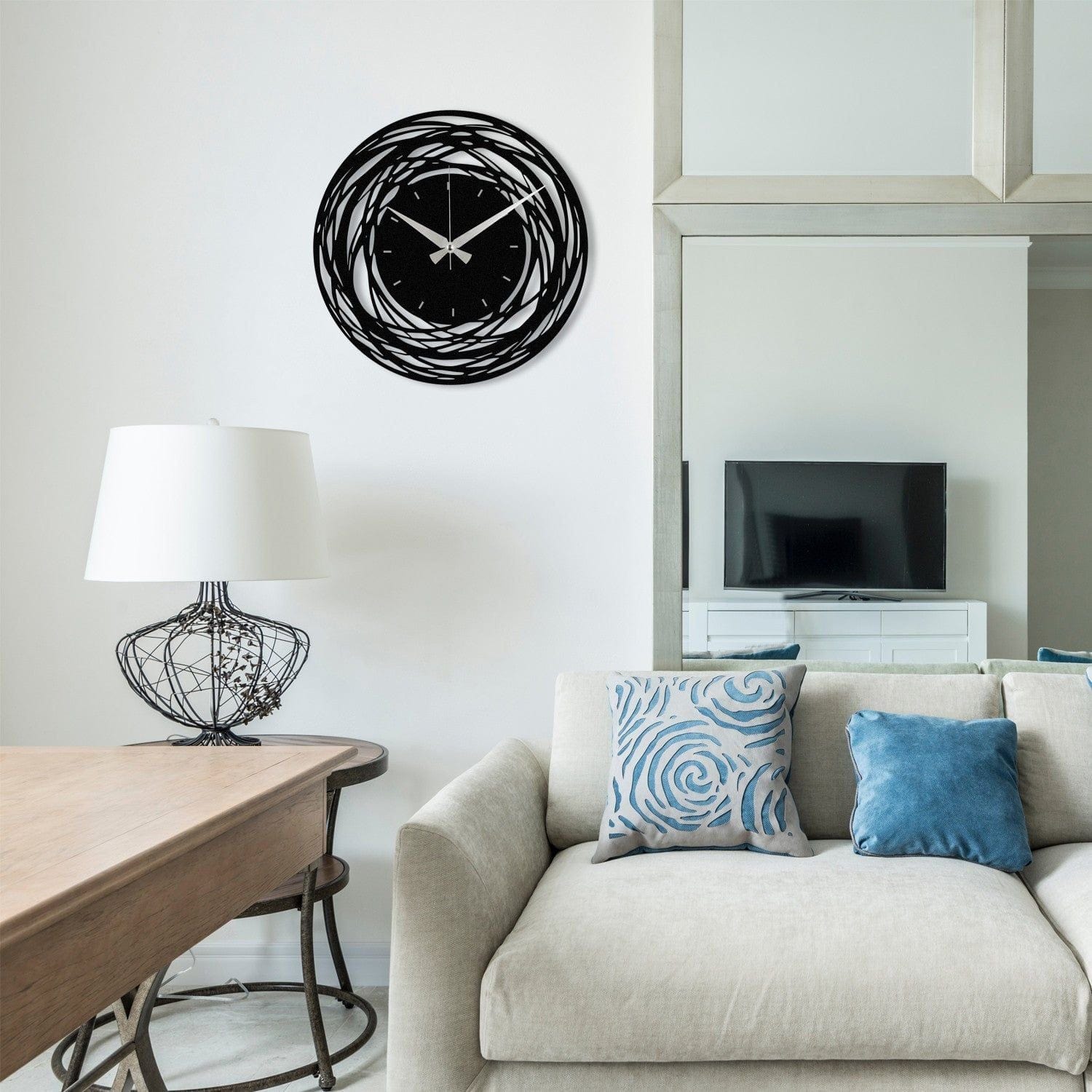 Ceas de perete Enzoclock S022, metal, negru, 48 x 48 cm