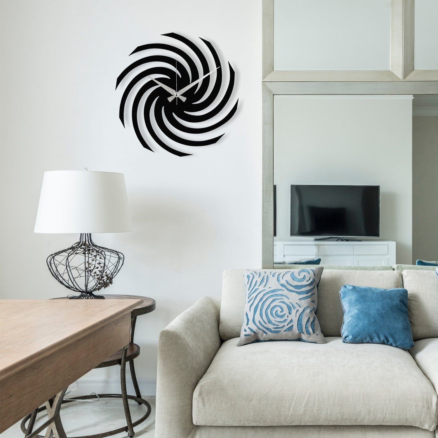 Ceas de perete Enzoclock S023, metal, negru, 48 x 48 cm