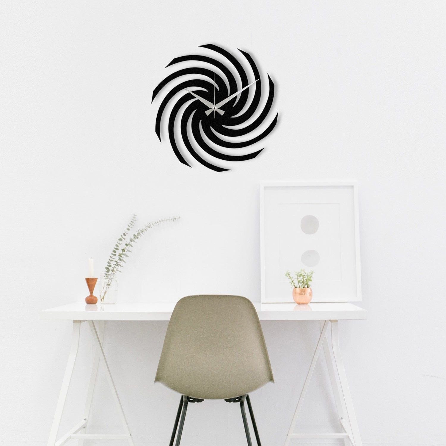 Ceas de perete Enzoclock S023, metal, negru, 48 x 48 cm