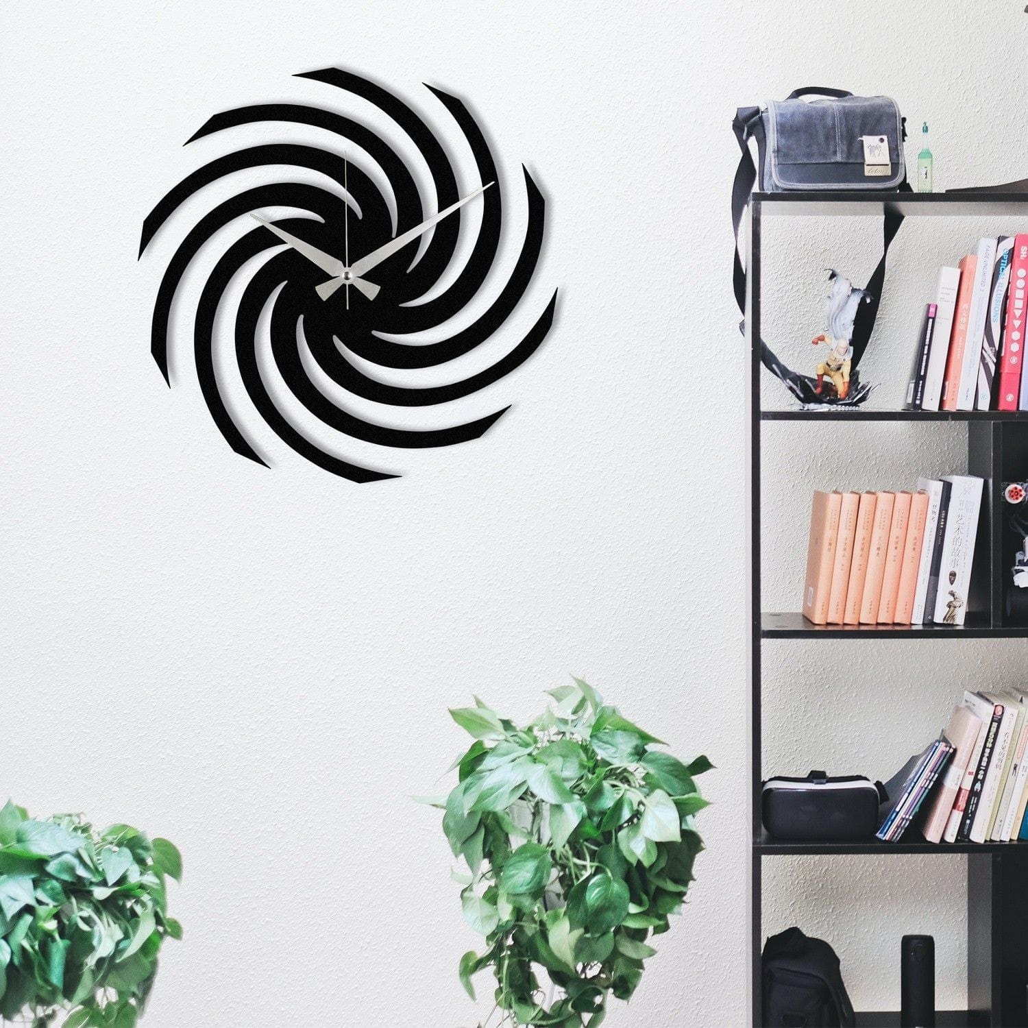 Ceas de perete Enzoclock S023, metal, negru, 48 x 48 cm