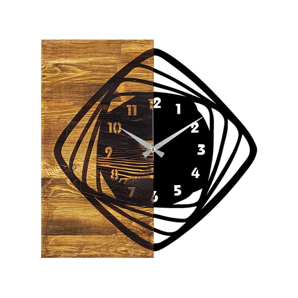 Ceas decorativ Clock 4, negru/nuc, lemn/metal, 57x58 cm