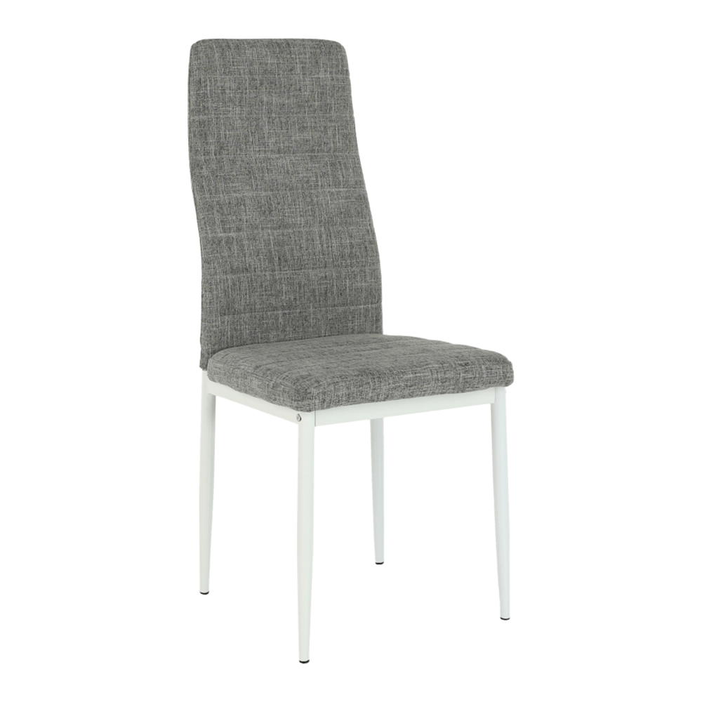 Scaun, textil gri deschis/metal alb, COLETA NOVA