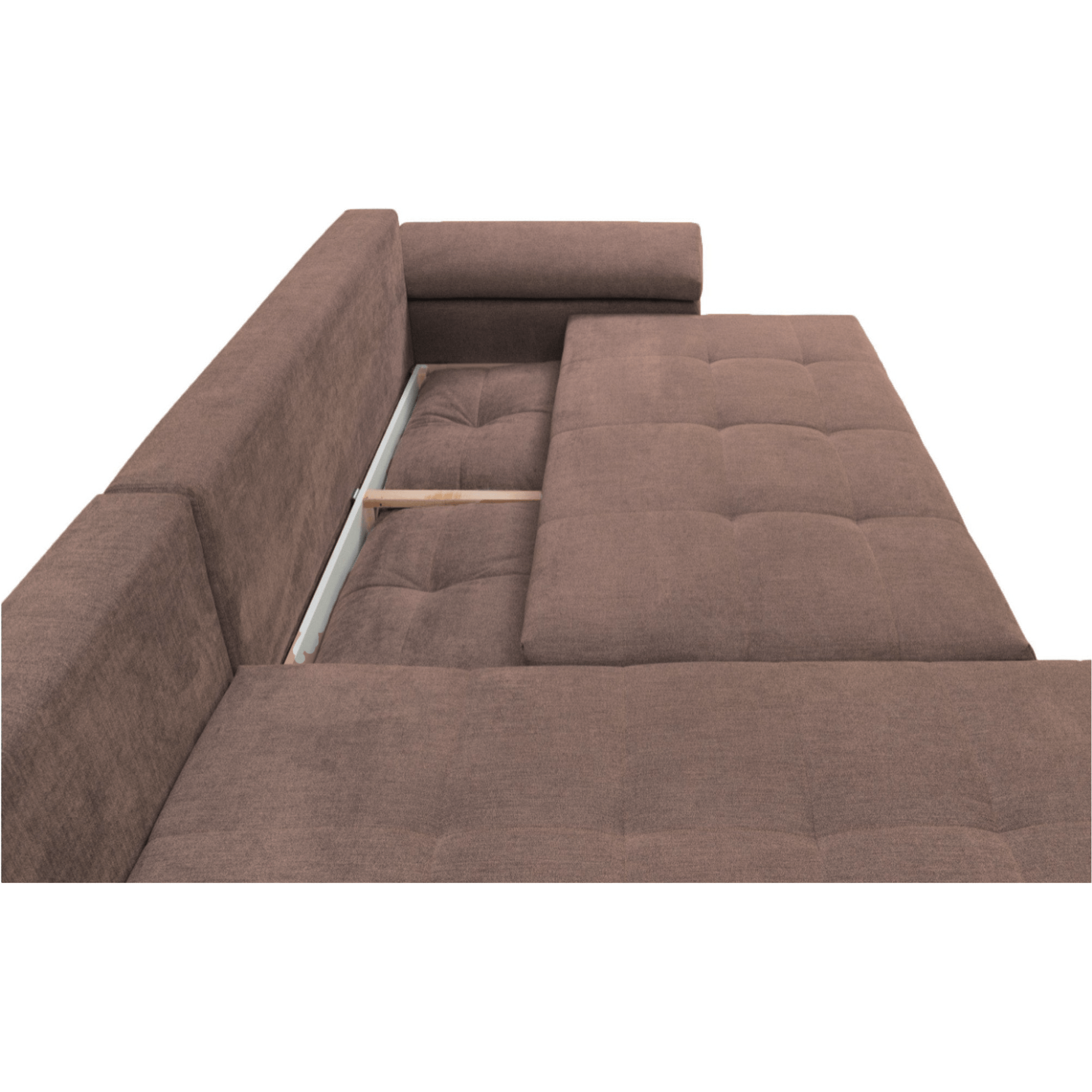 Coltar extensibil EVEREST, universal, stofa catifelata maro - Element05, cu lada depozitare, 314x213x90 cm