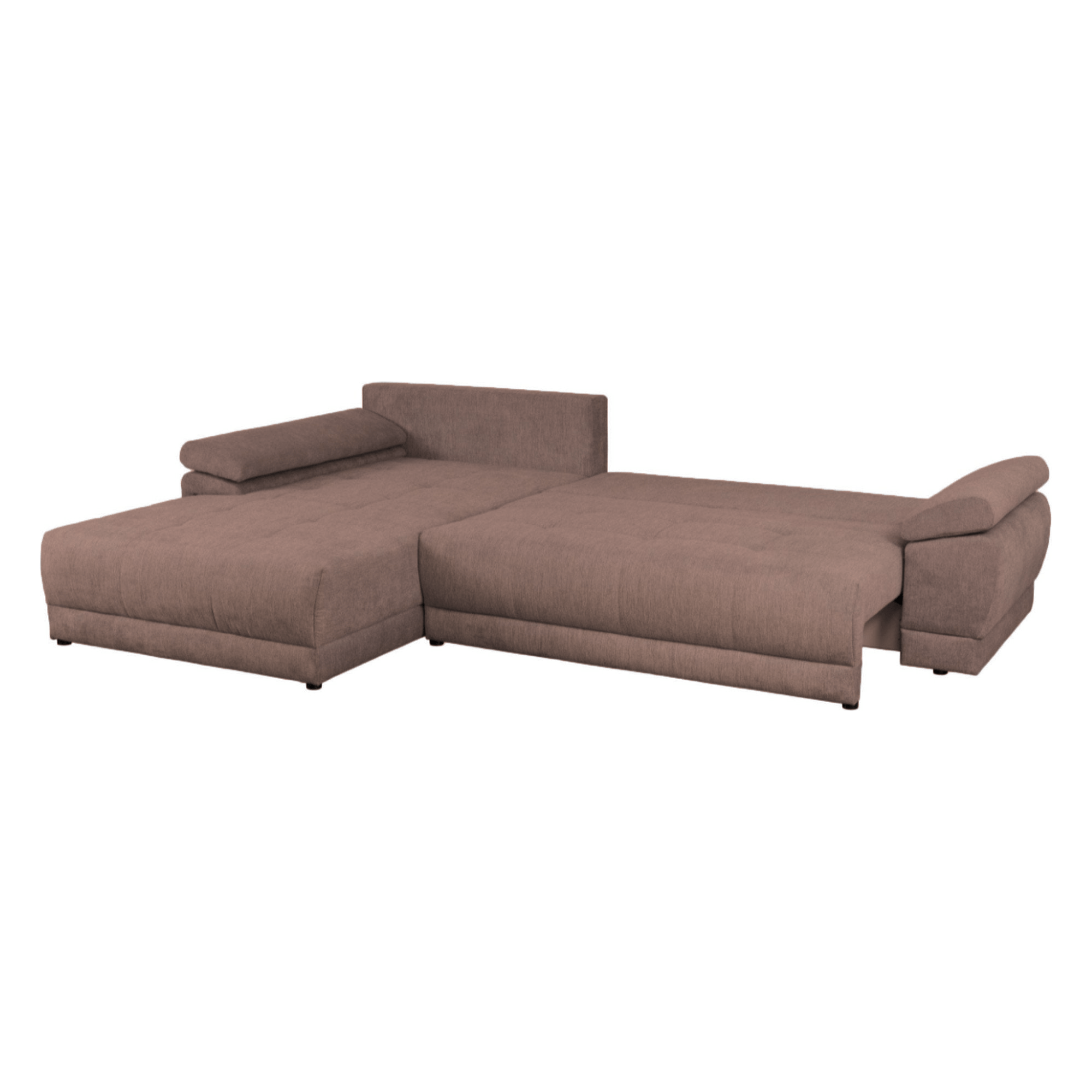 Coltar extensibil EVEREST, universal, stofa catifelata maro - Element05, cu lada depozitare, 314x213x90 cm