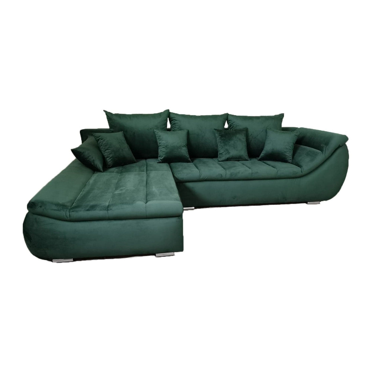 Coltar extensibil ROSARIO - OANA, stofa catifelata verde, 300x200x76 cm