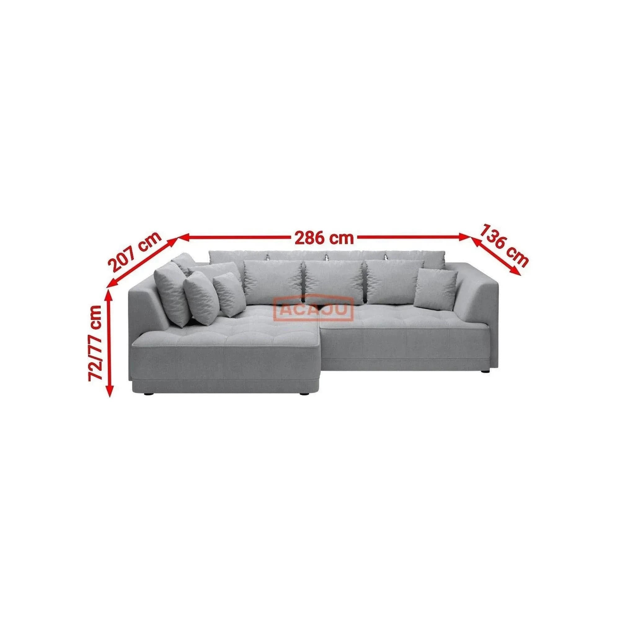 Coltar extensibil TIGA, sezlong stanga, stofa catifelata maro - Whisper 5, Gama Premium, cu reglaj electric, 286x207x77 cm