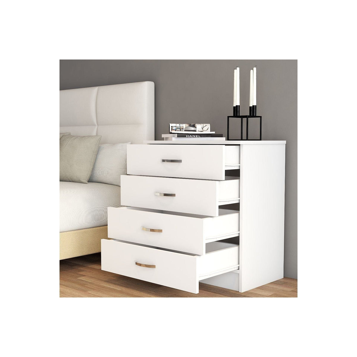 Comoda 616TNM1505, alb, PAL melaminat, 72x45x81 cm