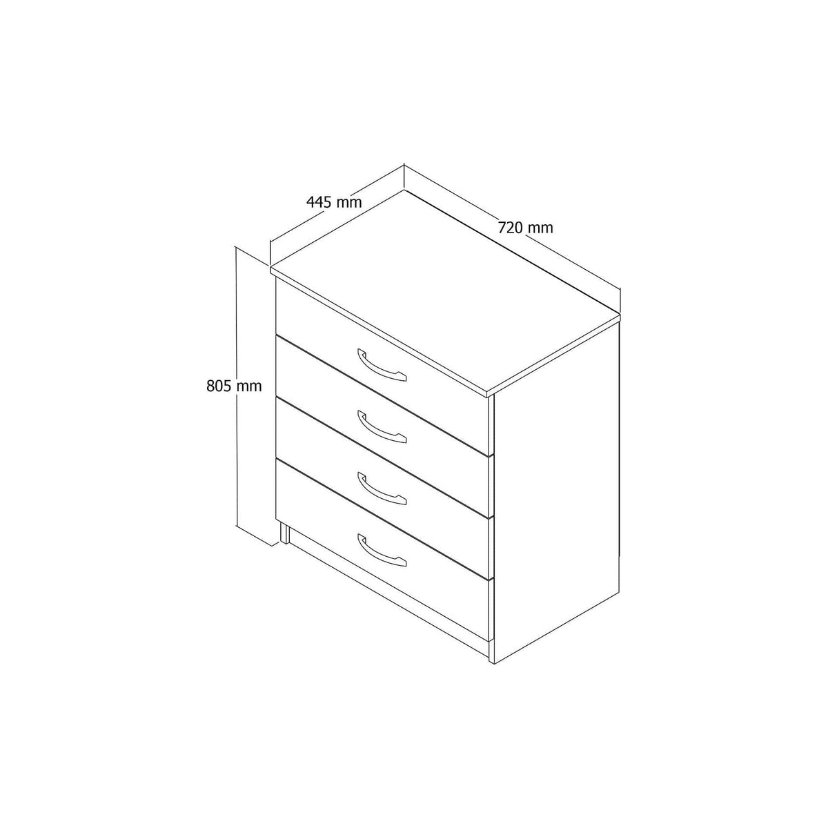 Comoda 616TNM1505, alb, PAL melaminat, 72x45x81 cm
