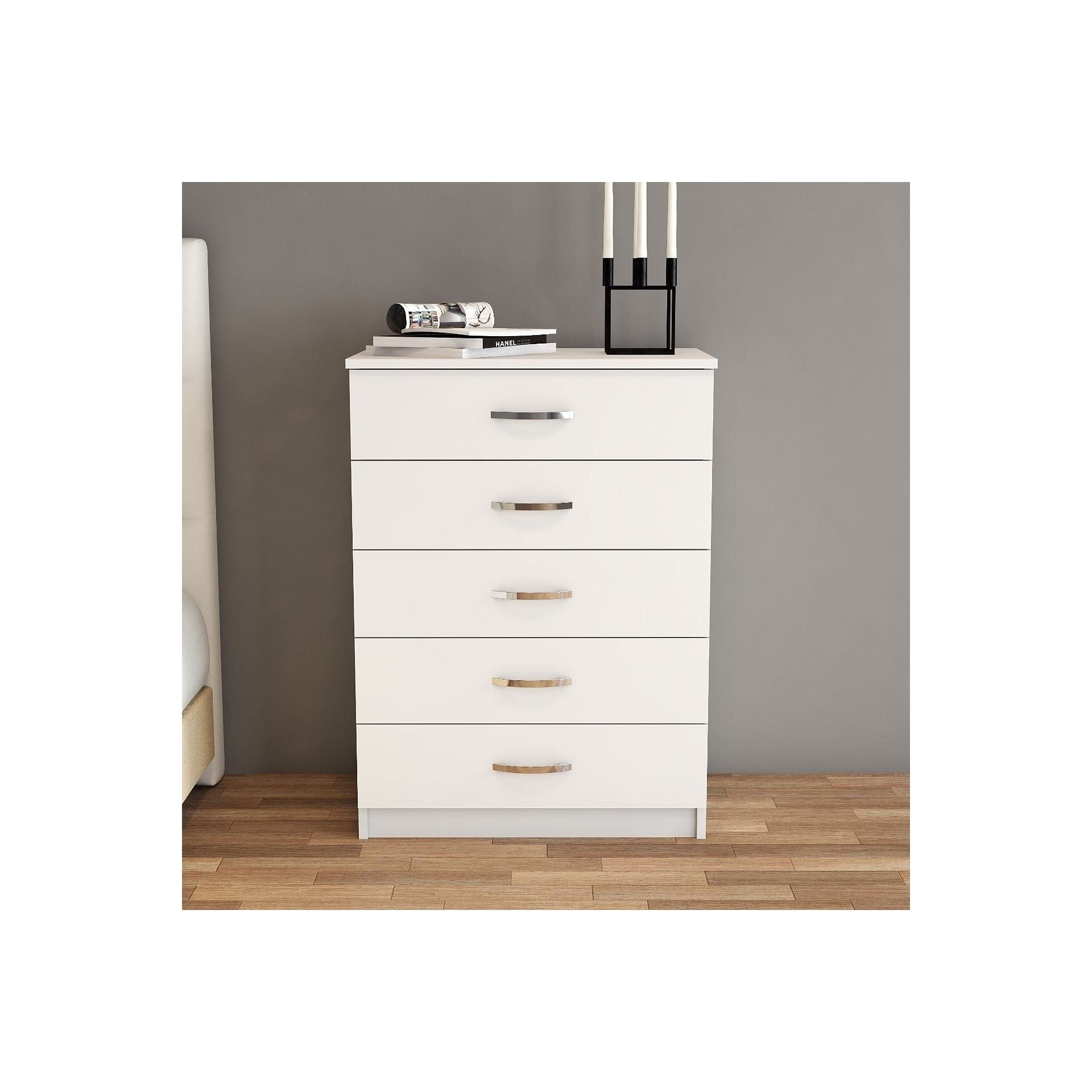 Comoda 616TNM1507, alb, PAL melaminat, 72x45x98 cm