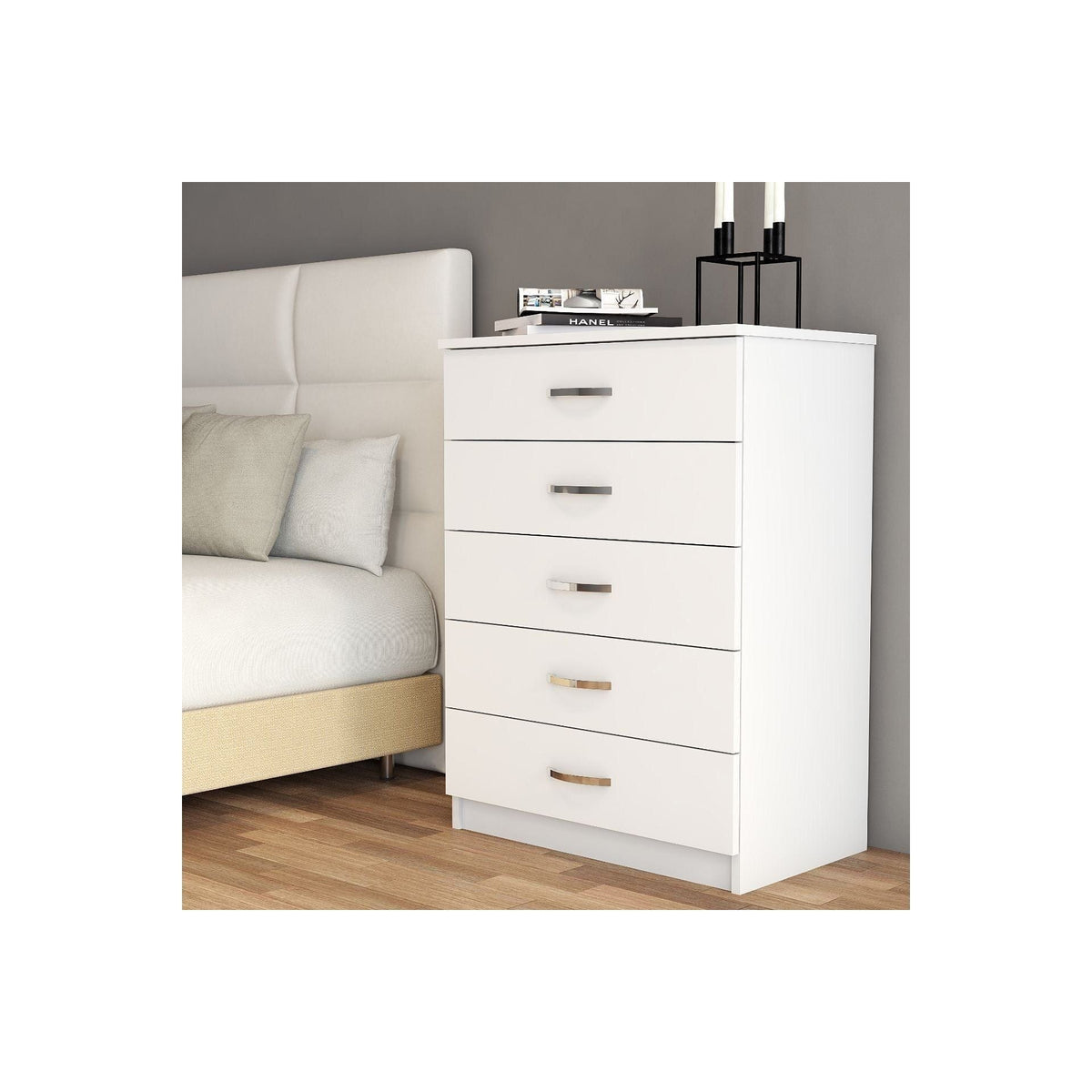 Comoda 616TNM1507, alb, PAL melaminat, 72x45x98 cm