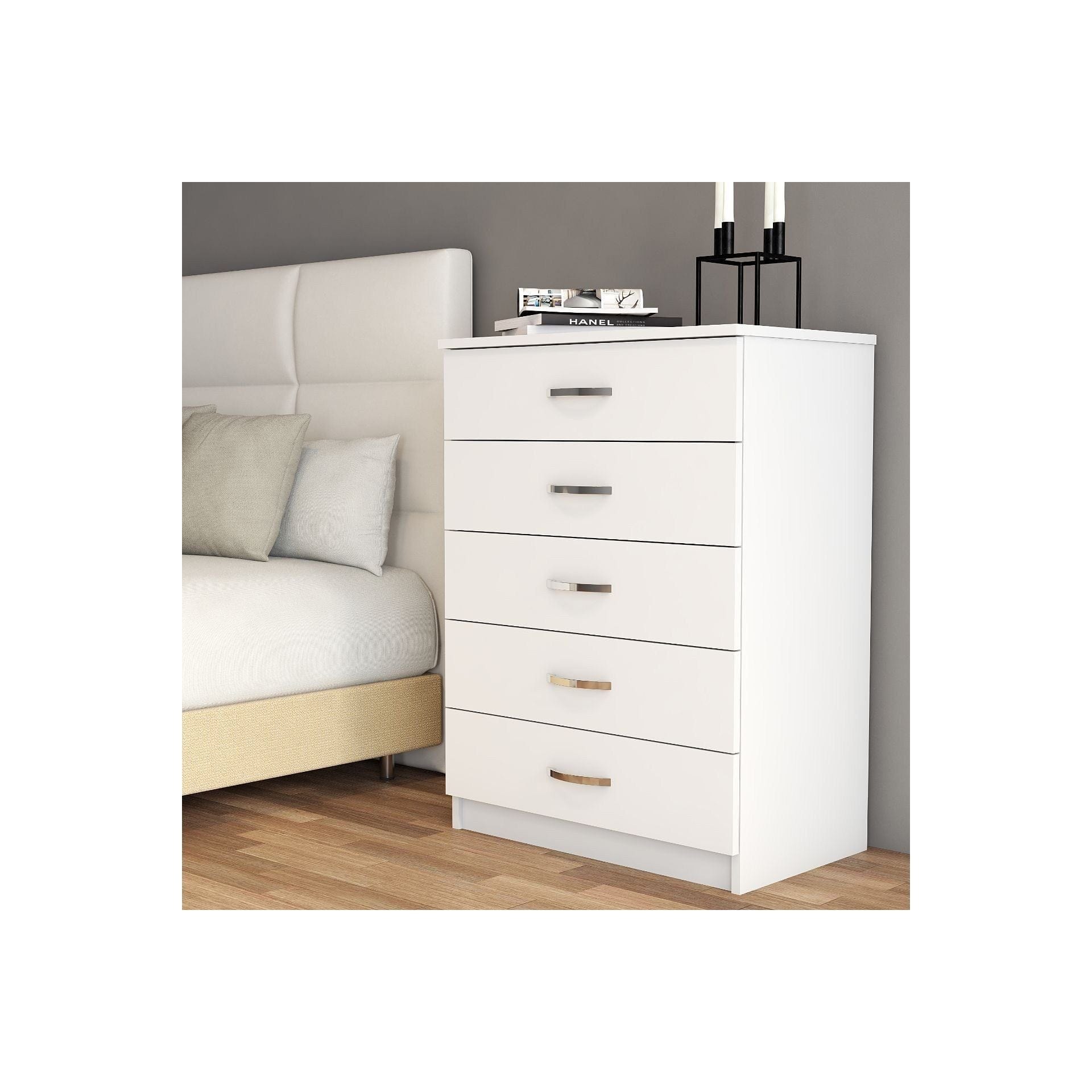 Comoda 616TNM1507, alb, PAL melaminat, 72x45x98 cm