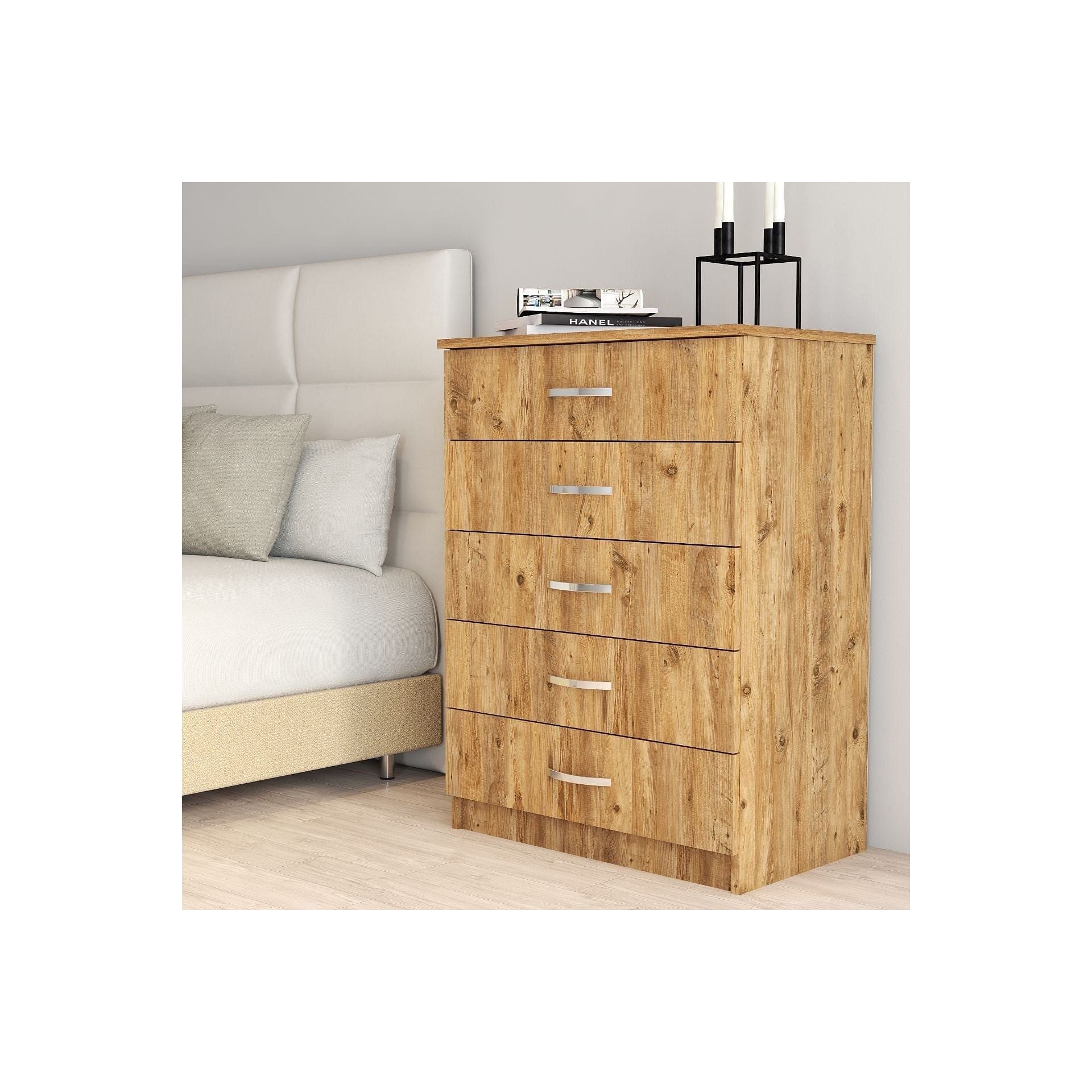 Comoda 616TNM1508, stejar, PAL melaminat, 72x45x98 cm