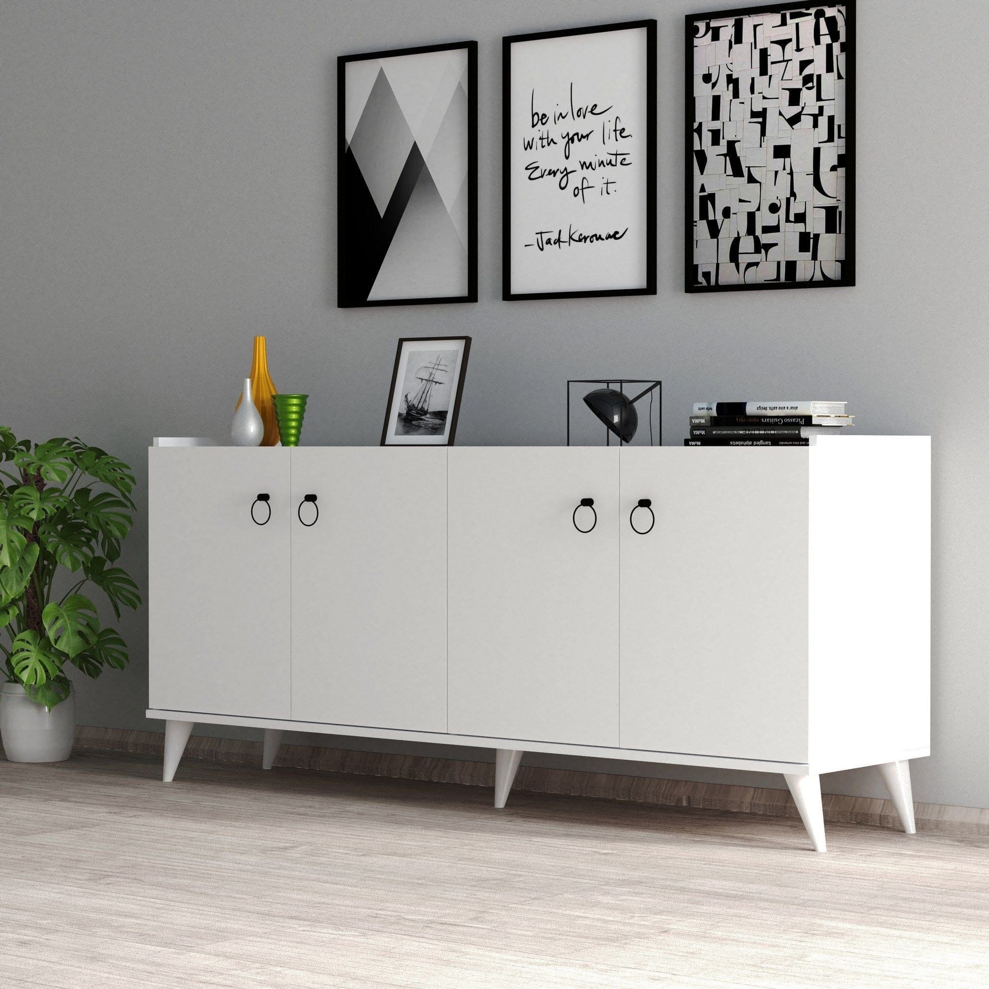 Comoda 616TNM1601, alb, PAL melaminat, 180x45x79 cm