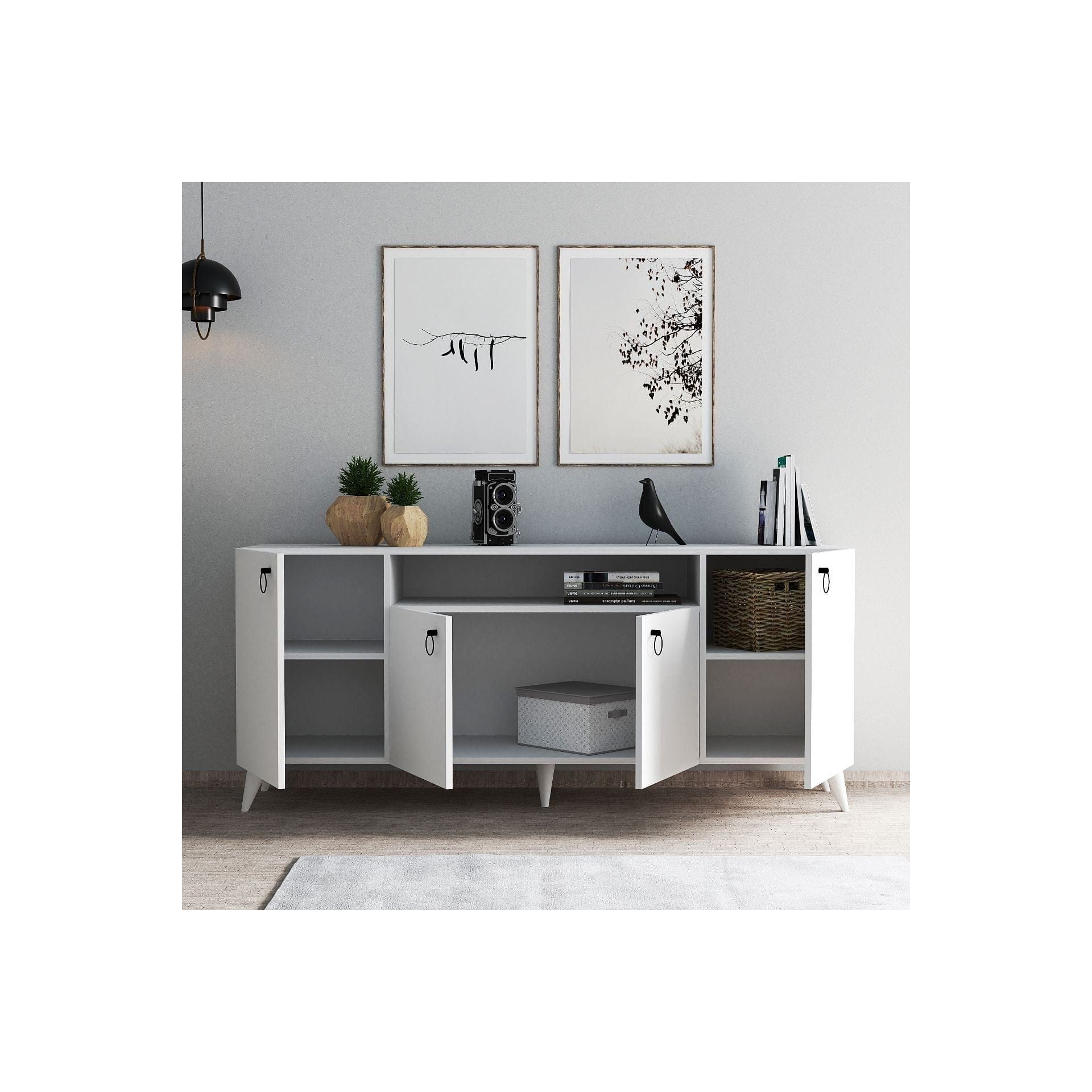 Comoda 616TNM1604, alb, PAL melaminat, 180x45x79 cm