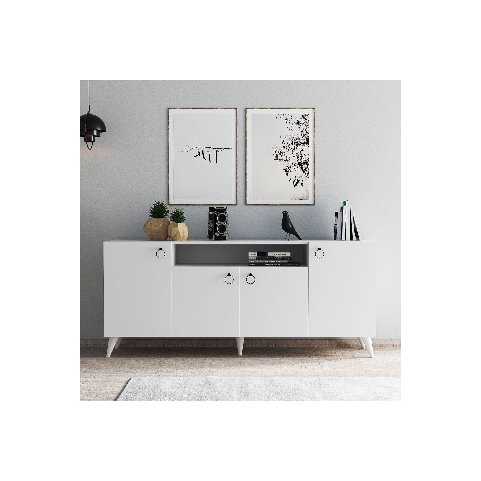 Comoda 616TNM1604, alb, PAL melaminat, 180x45x79 cm