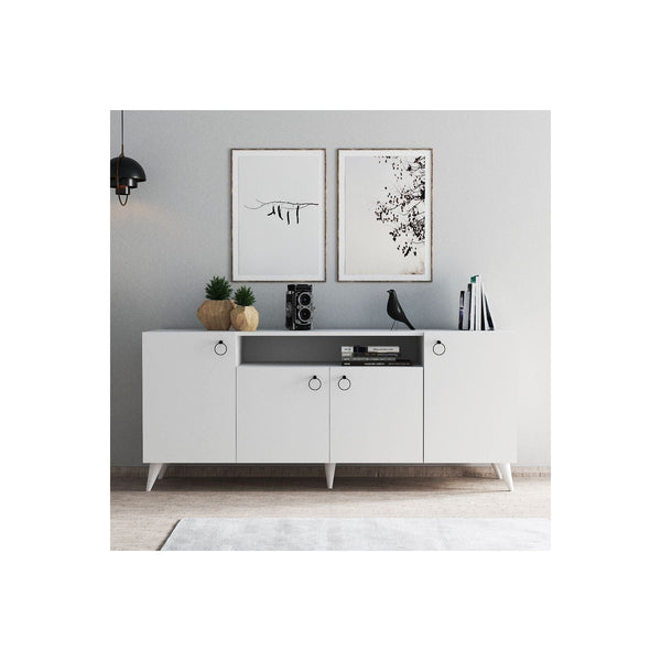 Comoda 616TNM1604, alb, PAL melaminat, 180x45x79 cm