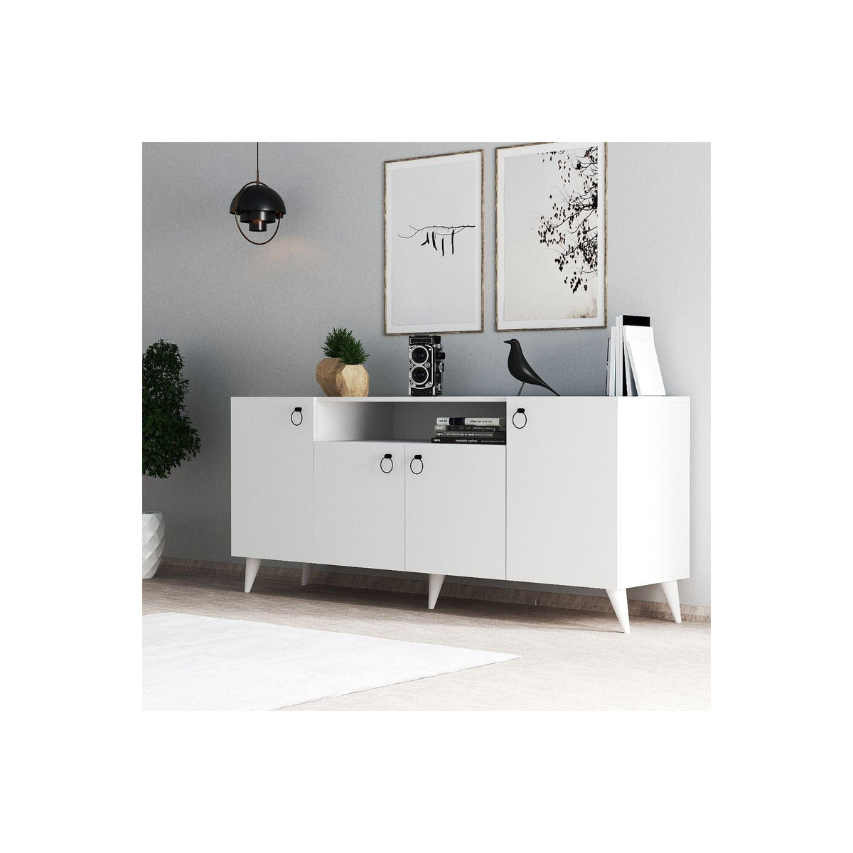 Comoda 616TNM1604, alb, PAL melaminat, 180x45x79 cm