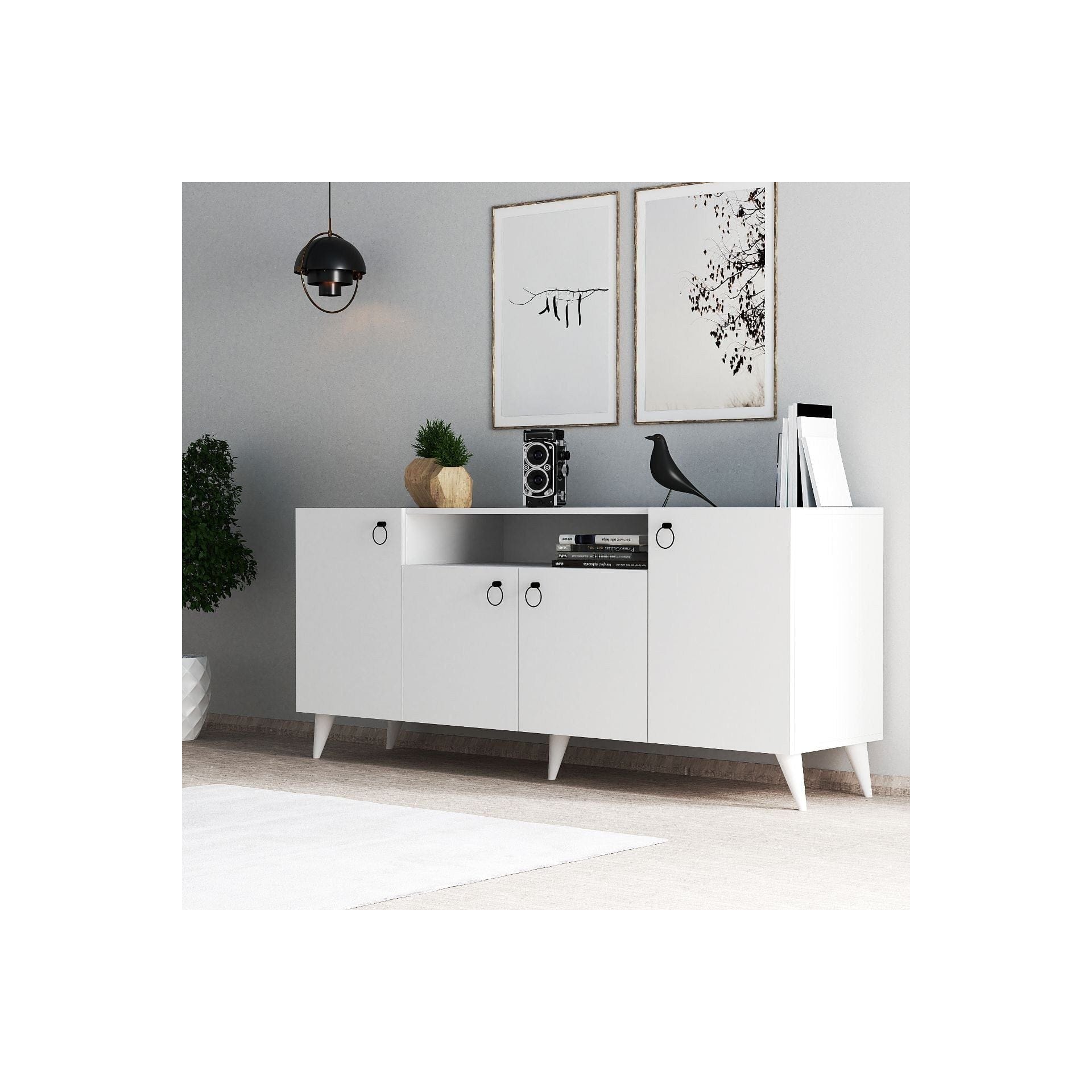 Comoda 616TNM1604, alb, PAL melaminat, 180x45x79 cm