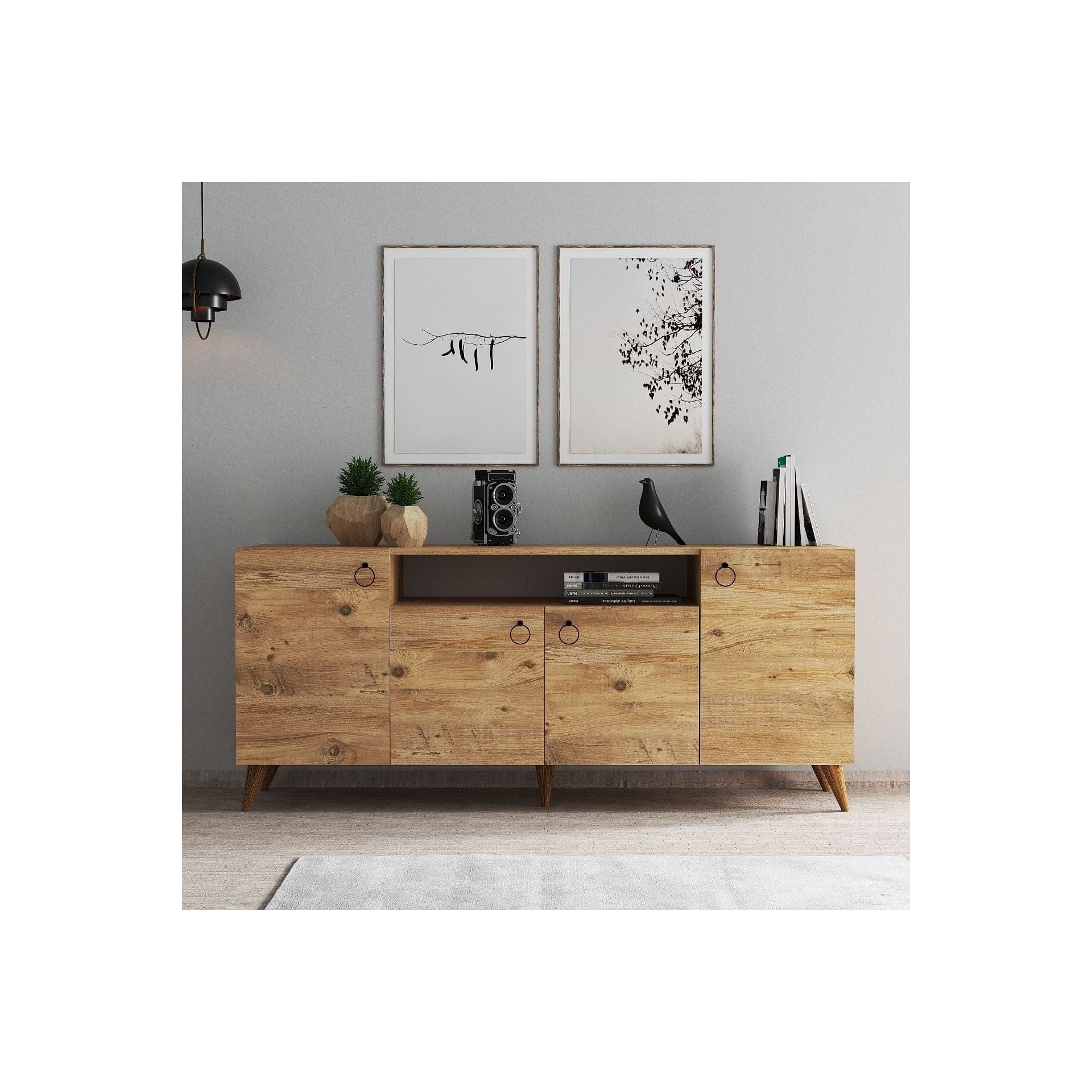 Comoda 616TNM1605, stejar, PAL melaminat, 180x45x79 cm