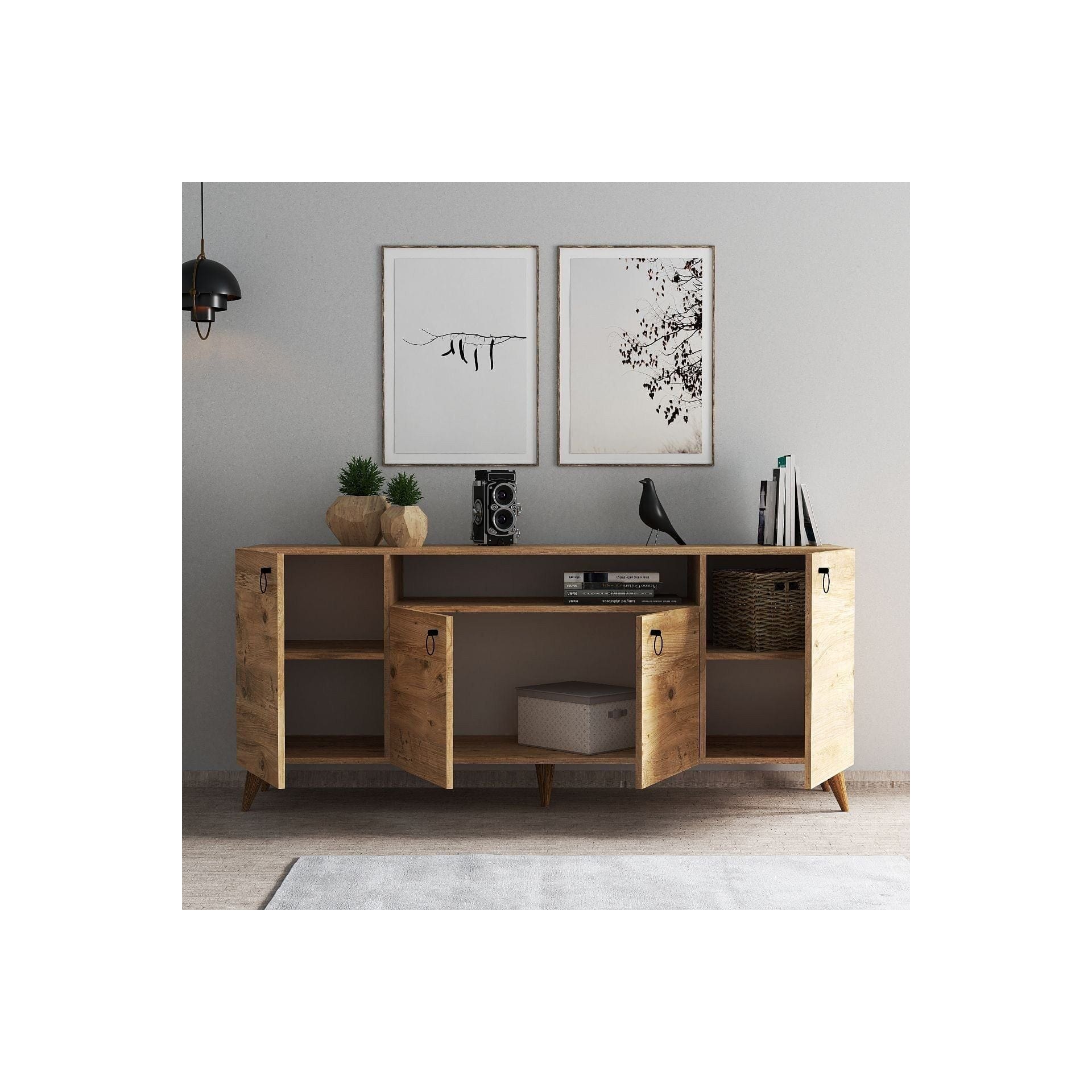 Comoda 616TNM1605, stejar, PAL melaminat, 180x45x79 cm