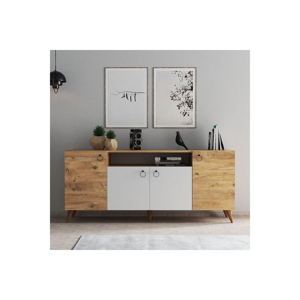 Comoda 616TNM1606, stejar/alb, PAL melaminat, 180x45x79 cm