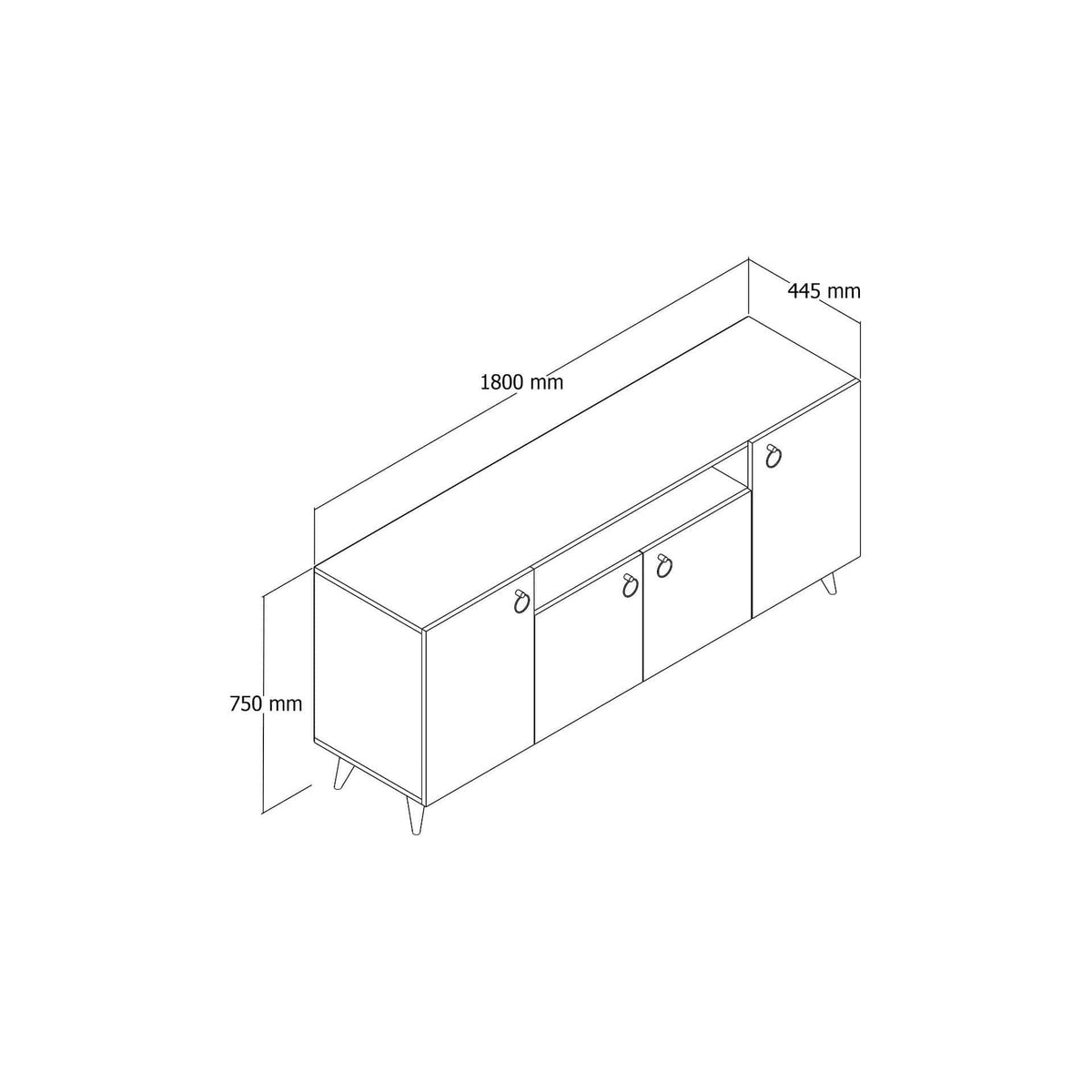 Comoda 616TNM1606, stejar/alb, PAL melaminat, 180x45x79 cm
