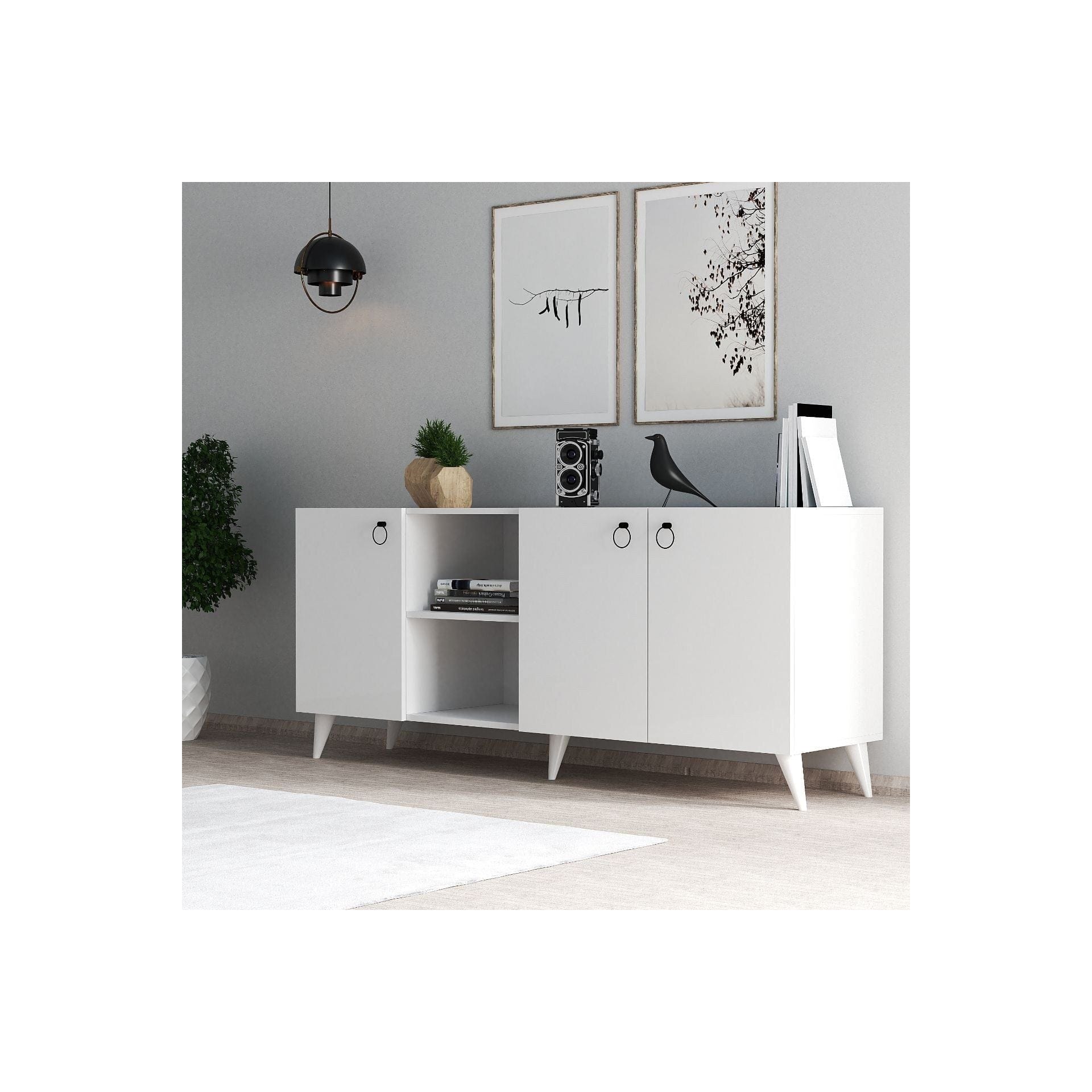 Comoda 616TNM1607, alb, PAL melaminat, 180x45x79 cm