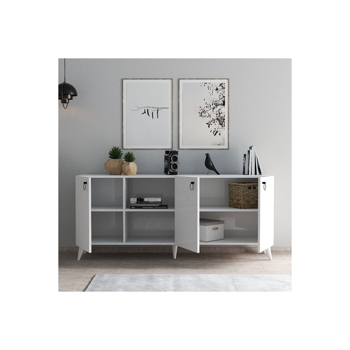 Comoda 616TNM1607, alb, PAL melaminat, 180x45x79 cm