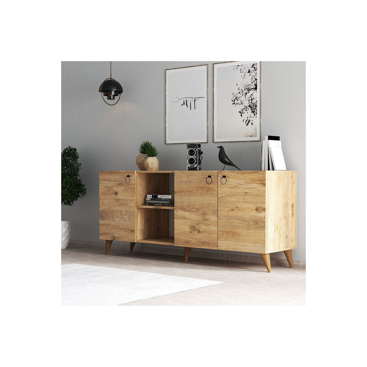 Comoda 616TNM1608, stejar, PAL melaminat, 180x45x79 cm