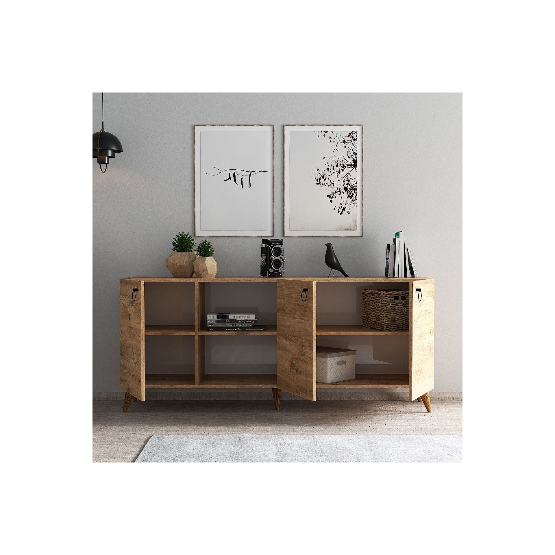 Comoda 616TNM1608, stejar, PAL melaminat, 180x45x79 cm