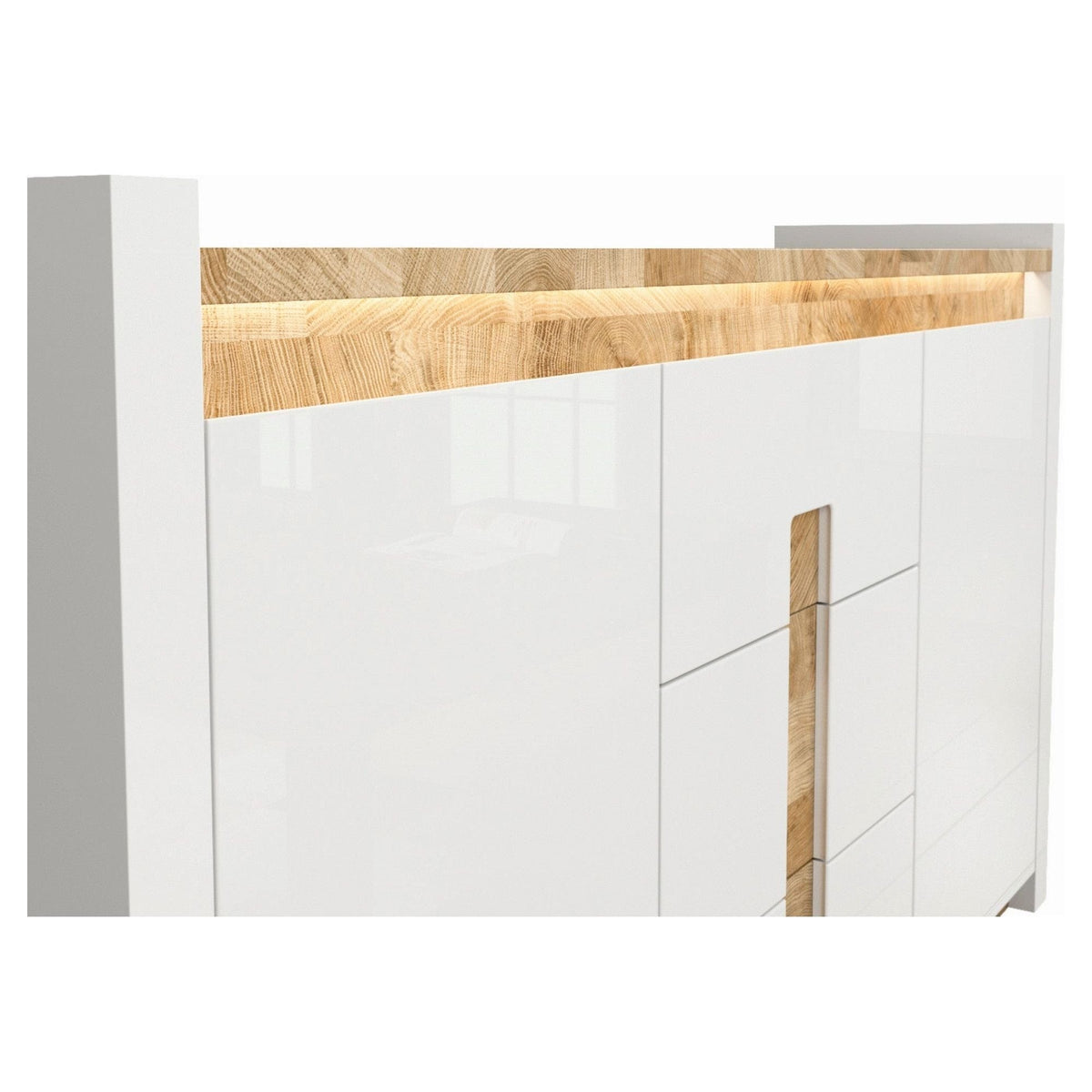 Comoda ALAMEDA, alb/stejar, PAL, 172x41x97 cm