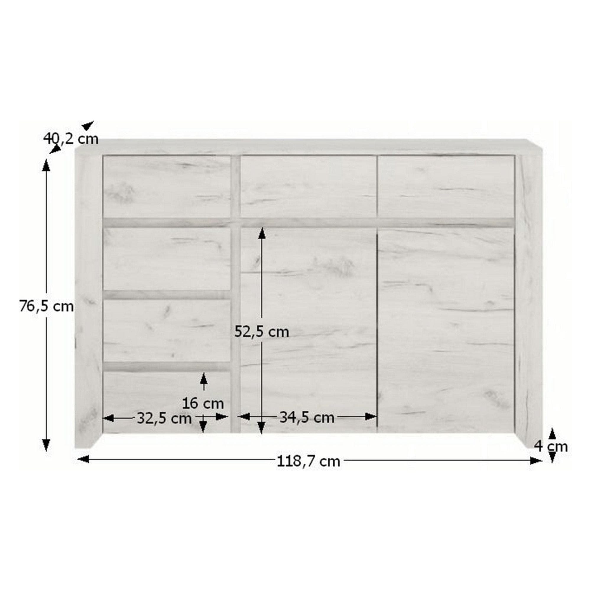 Comoda ANGEL TIP 42, alb, PAL melaminat, 119x40x77 cm