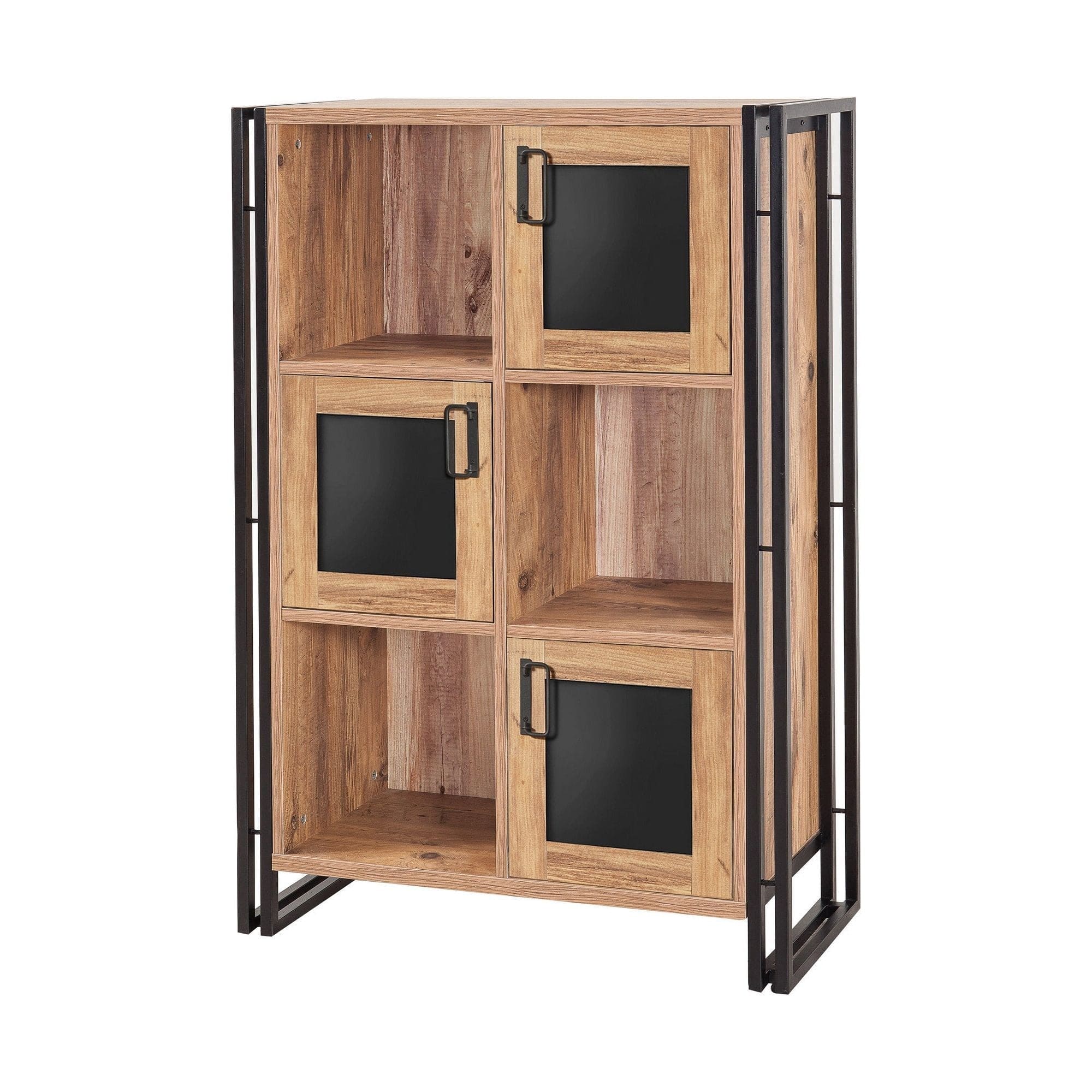 Comoda Arcas Erna, stejar/negru, PAL melaminat/metal, 89x35x127 cm