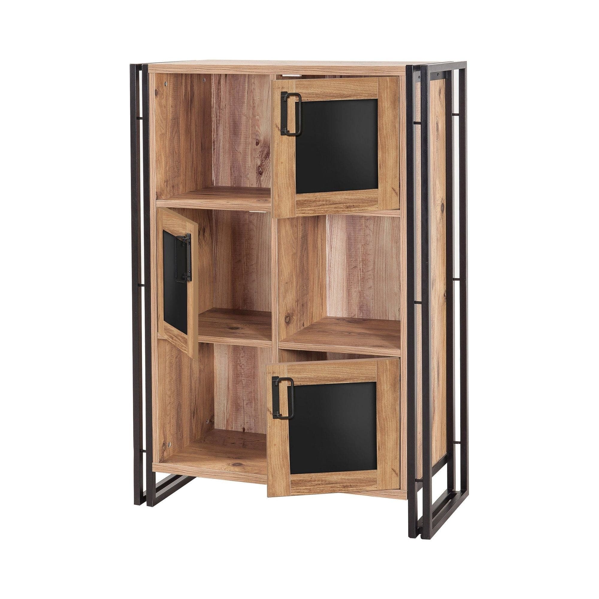 Comoda Arcas Erna, stejar/negru, PAL melaminat/metal, 89x35x127 cm