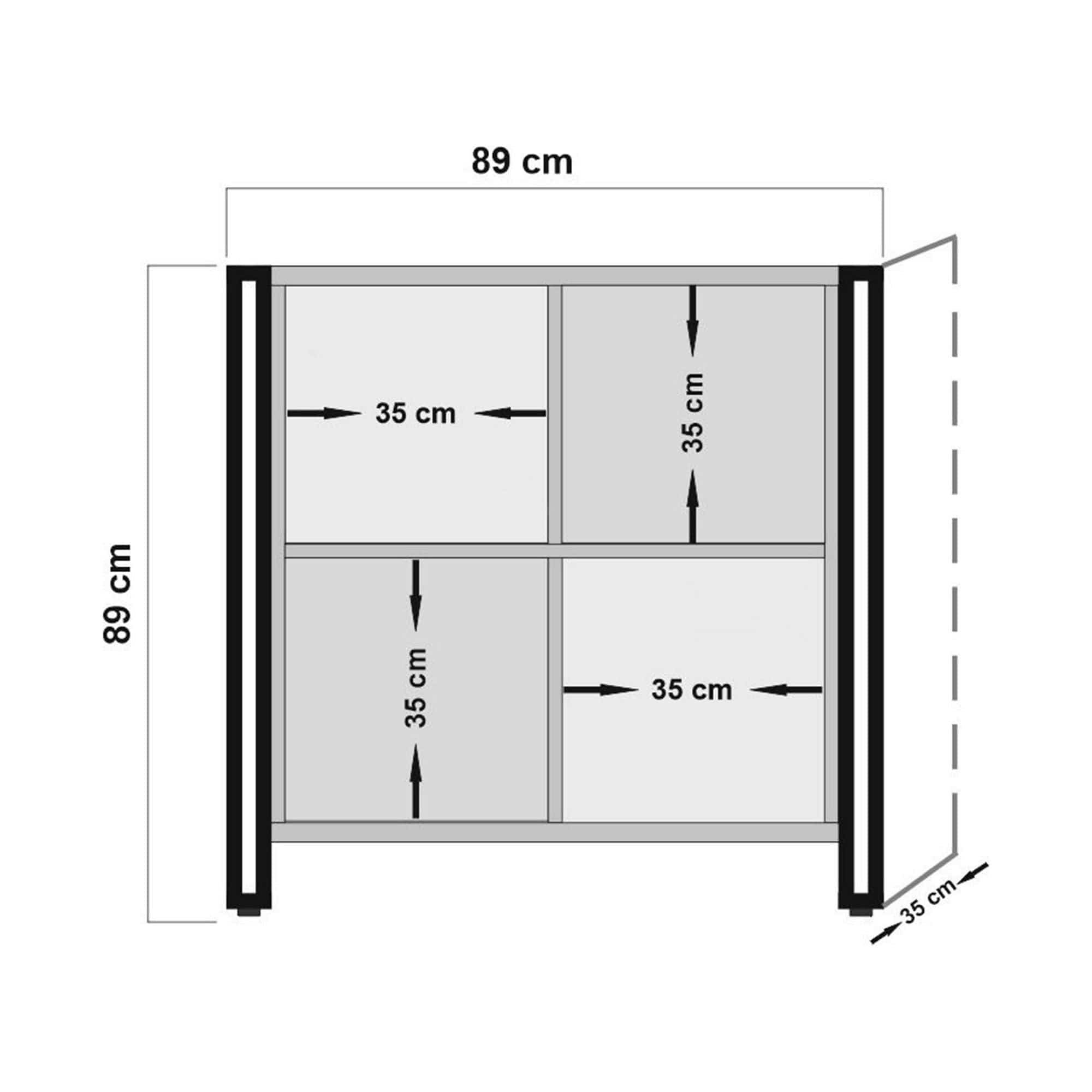 Comoda Arcas Verna, pin atlantic/negru, PAL melaminat/metal, 89x35x89 cm