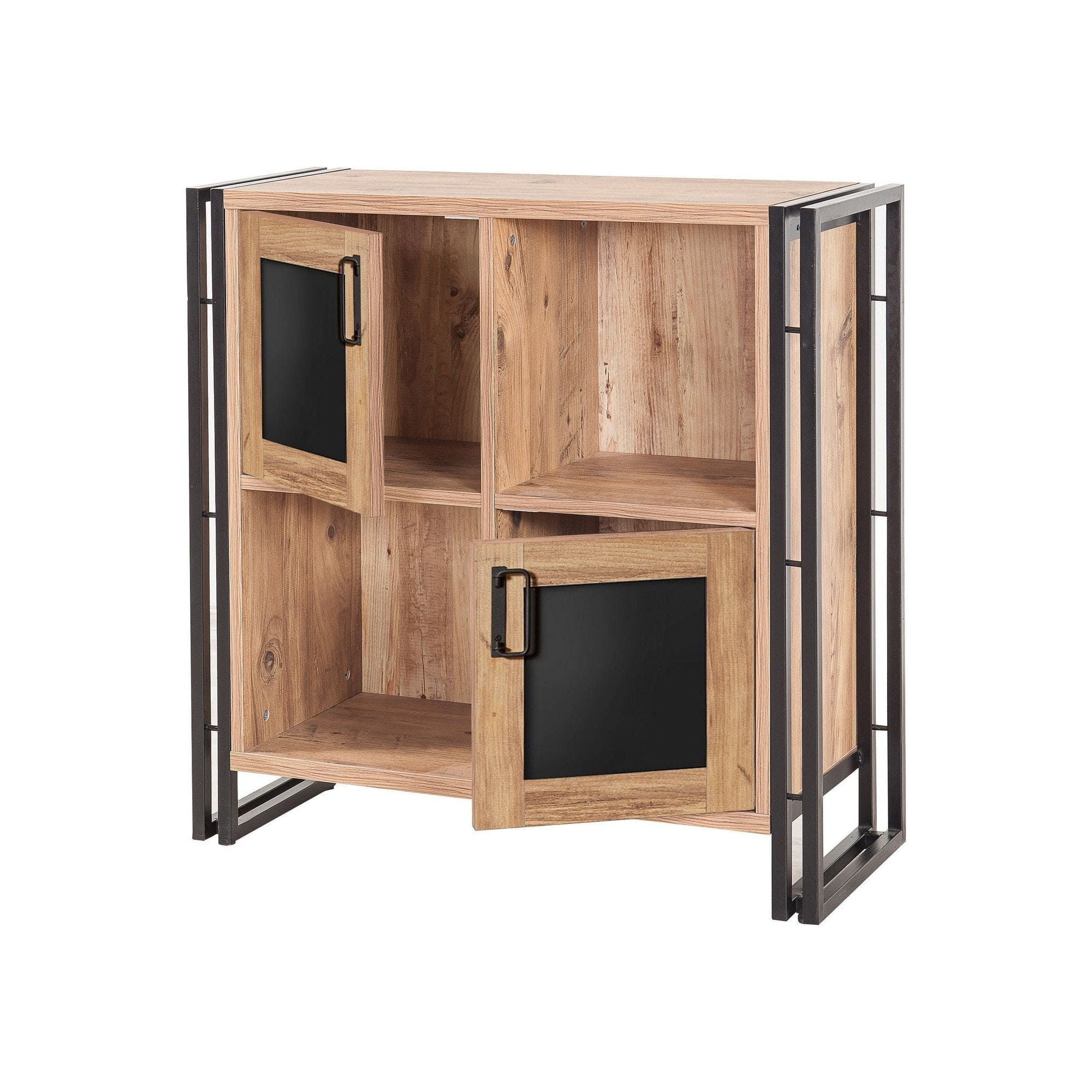 Comoda Arcas Verna, pin atlantic/negru, PAL melaminat/metal, 89x35x89 cm