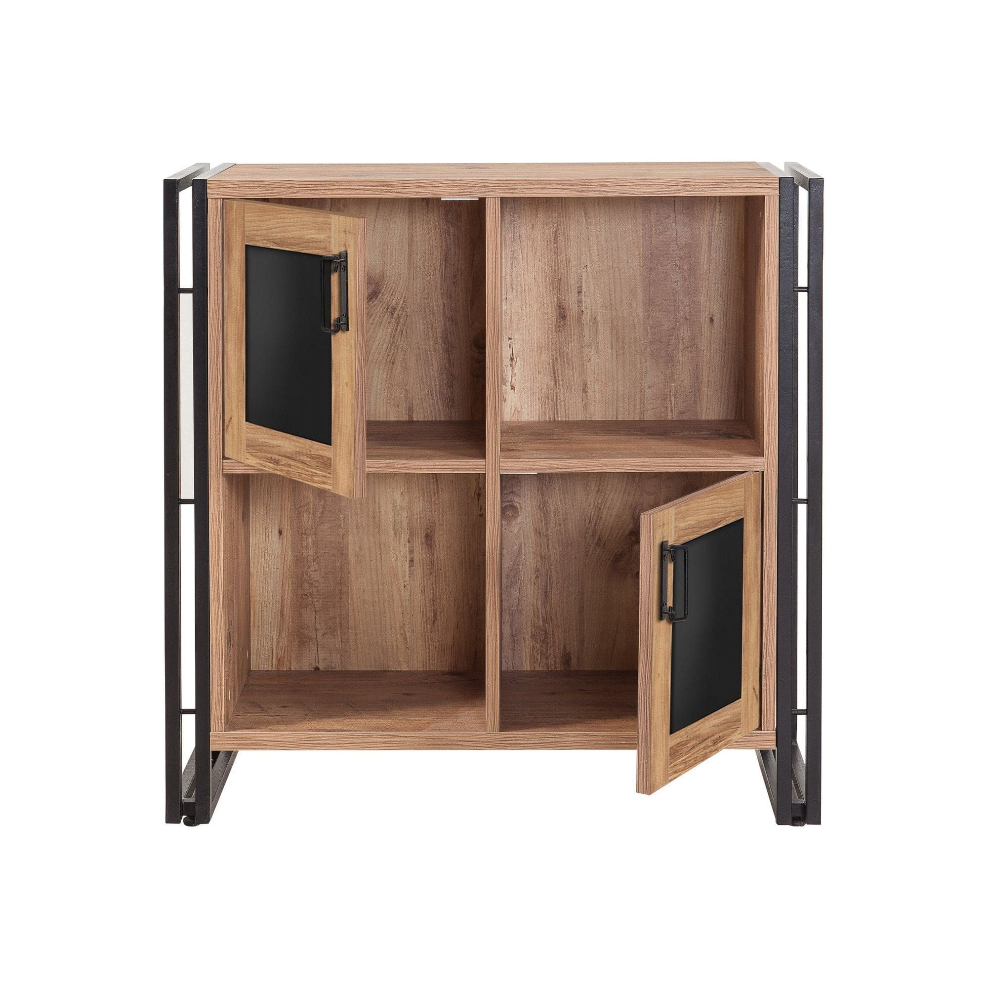 Comoda Arcas Verna, pin atlantic/negru, PAL melaminat/metal, 89x35x89 cm