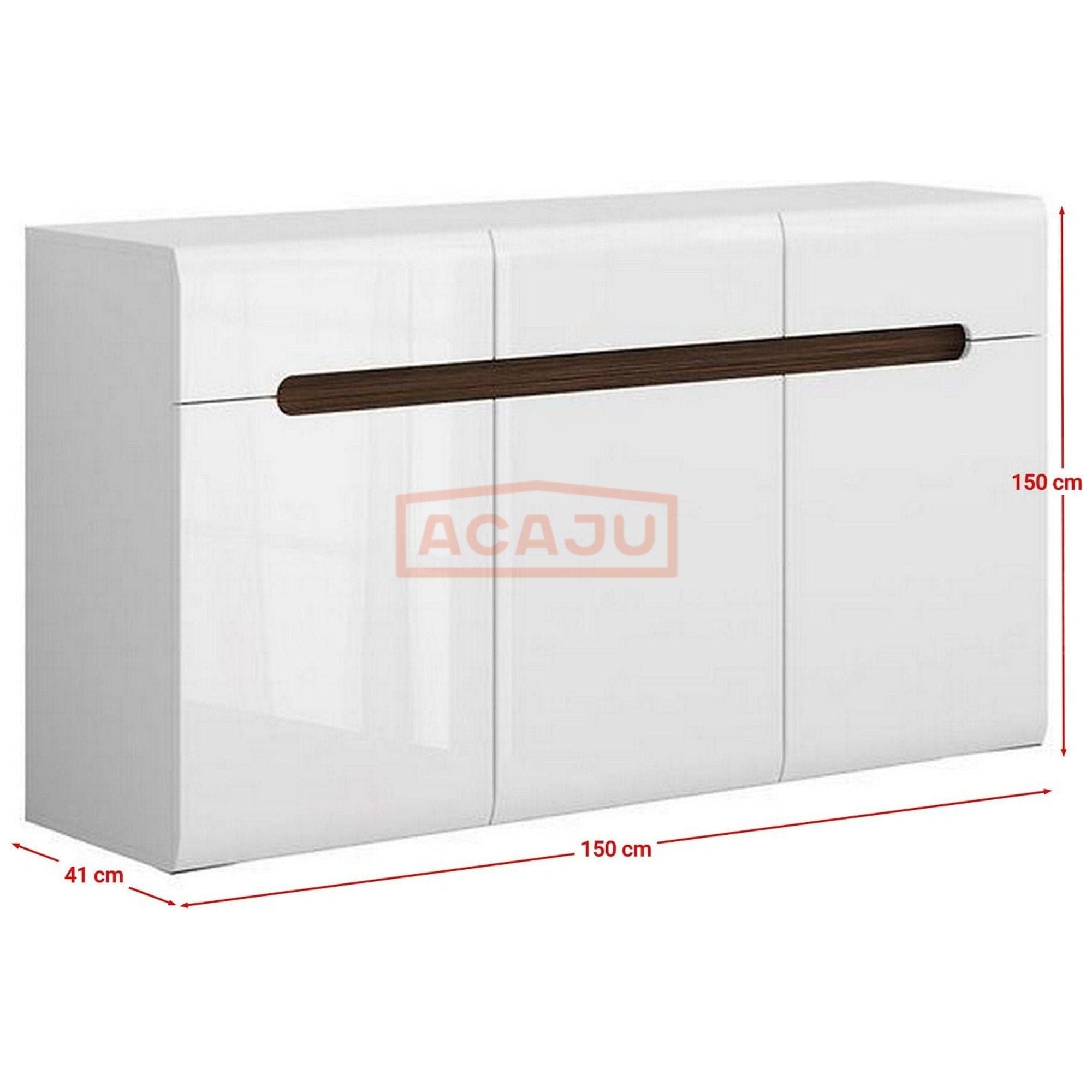 Comoda AZTECA TRIO, alb, 150x41x84 cm