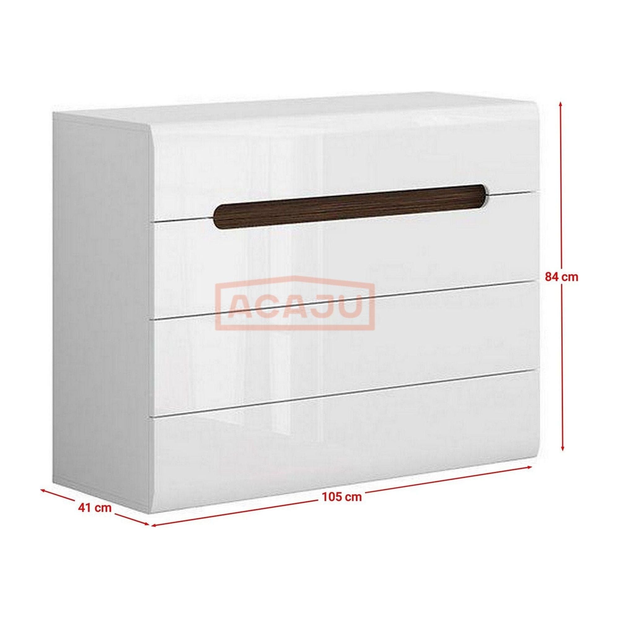 Comoda AZTECA TRIO, alb, PAL, cu sertare, 105x41x84 cm