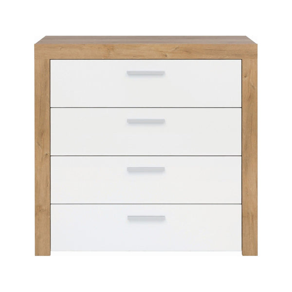 Comoda BALDER KOM4S, alb/stejar, PAL, 90x39x88 cm