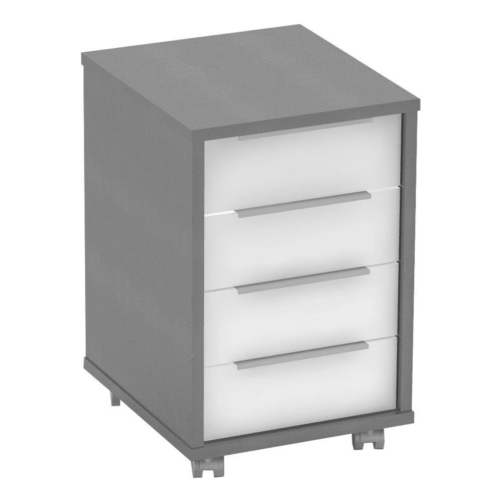 Comoda birou RIOMA NEW TYP 14, gri/alb, DTD laminat/metal, 43x48x67 cm