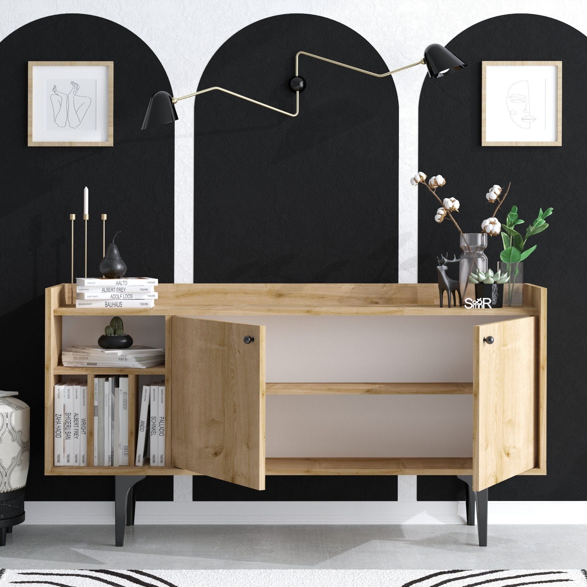 Comoda CANOPUS, stejar safir, PAL melaminat, 150x40x80 cm