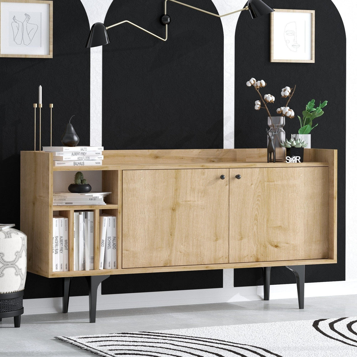 Comoda CANOPUS, stejar safir, PAL melaminat, 150x40x80 cm