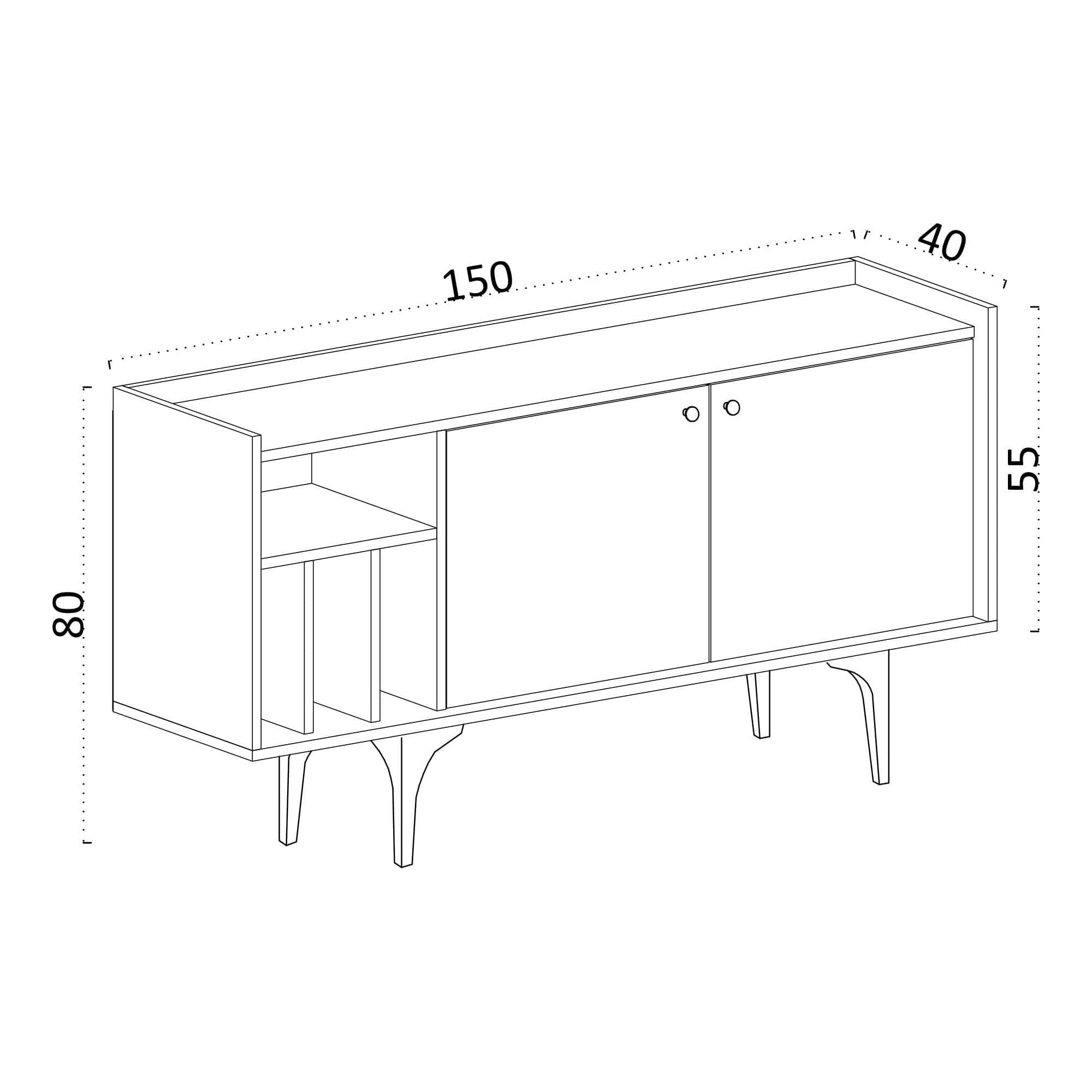 Comoda CANOPUS, stejar safir, PAL melaminat, 150x40x80 cm