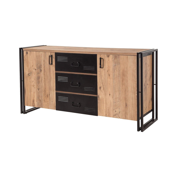 Comoda Cosmo Rio, stejar/negru, PAL melaminat/metal, 160x45x80 cm