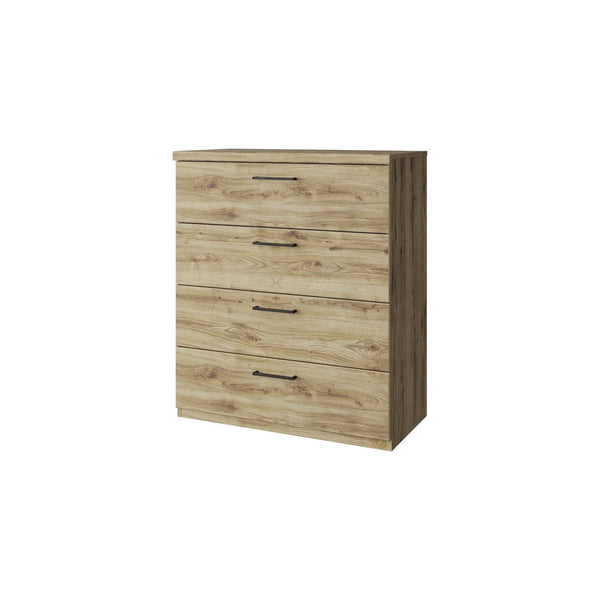 Comoda DOORSET, stejar navarra/negru, PAL laminat/plastic, 80x41x95 cm