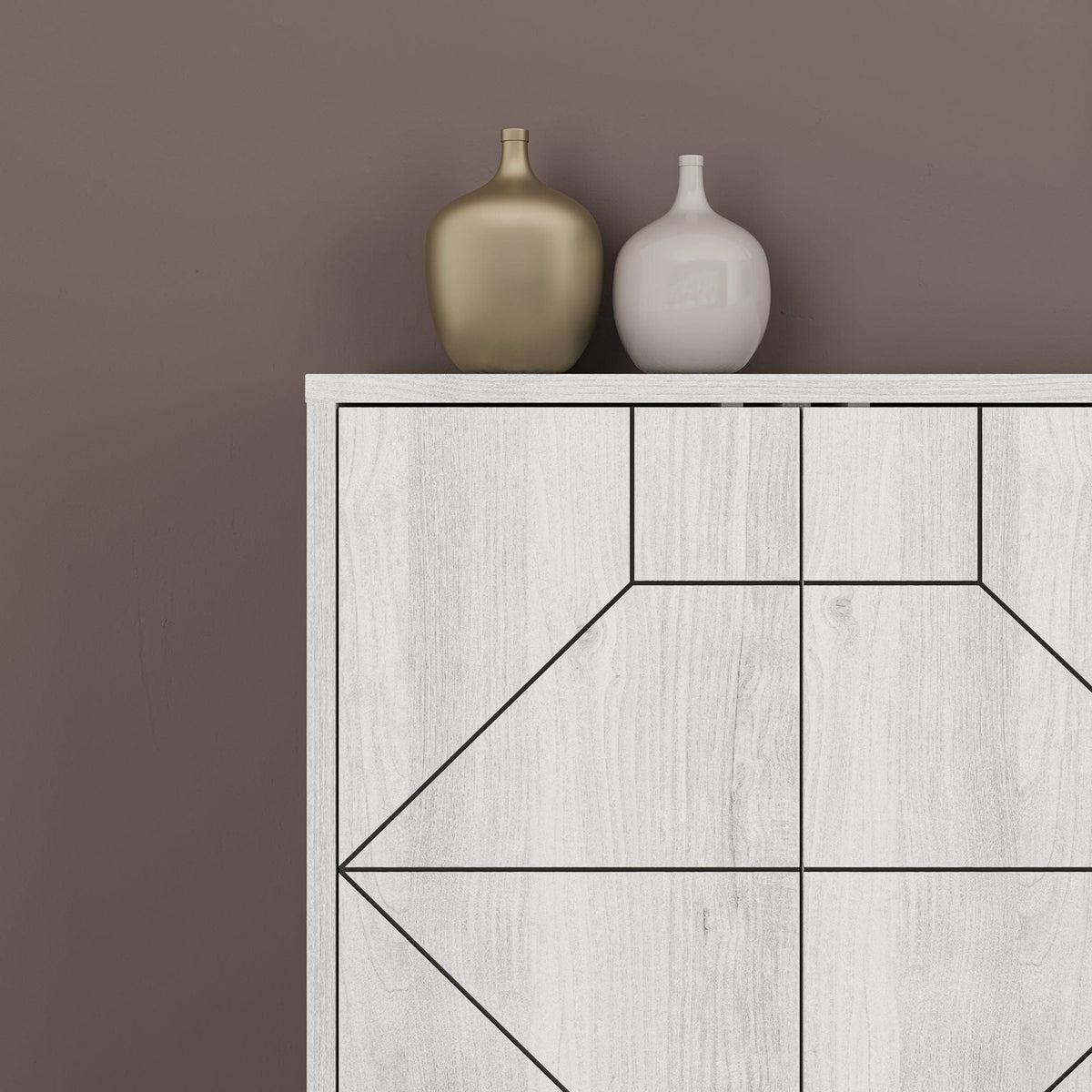 Comoda DUNE, alb/gri, PAL melaminat, 184x35x77 cm