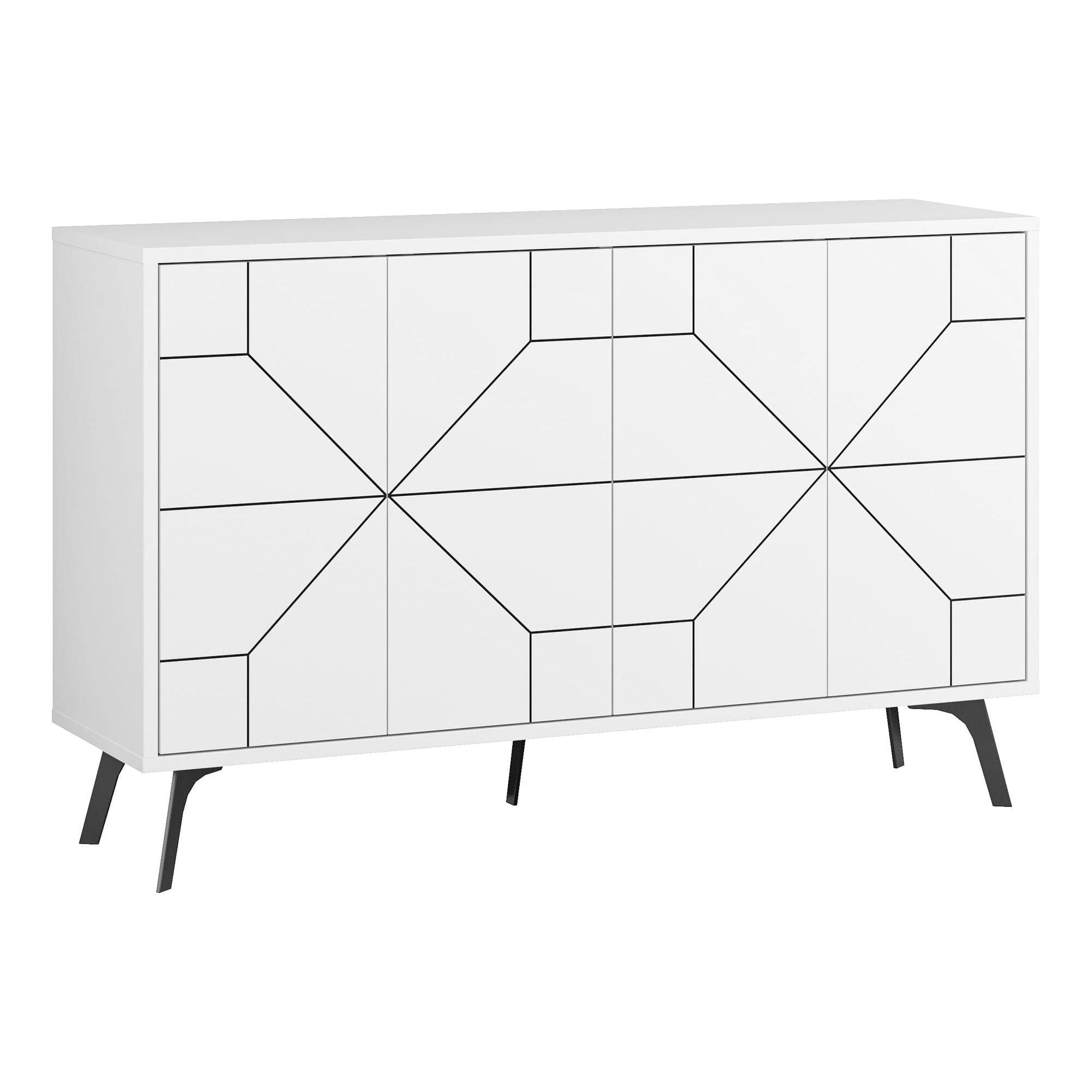 Comoda DUNE, alb/negru, PAL melaminat, 123x35x77 cm