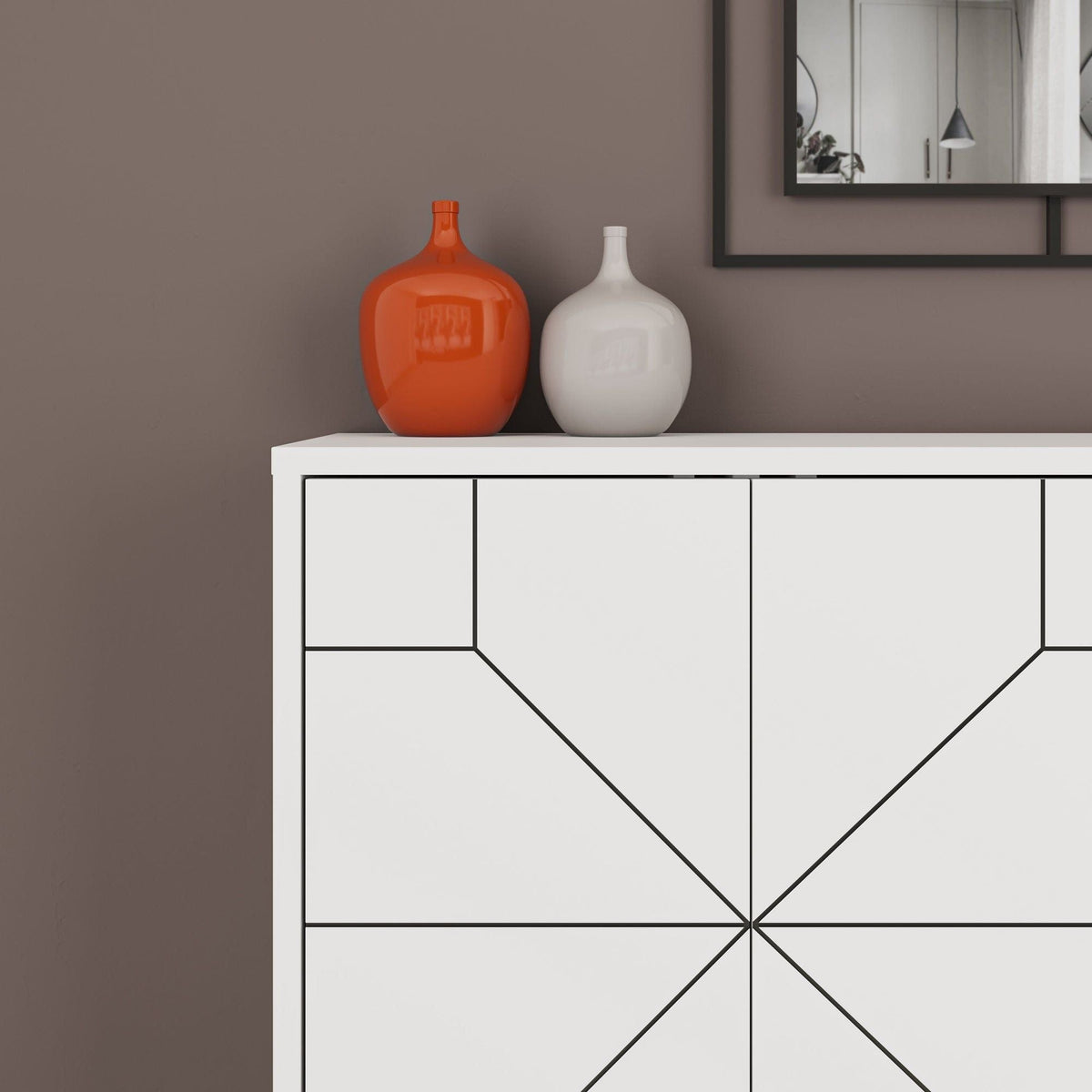 Comoda DUNE, alb/negru, PAL melaminat, 123x35x77 cm