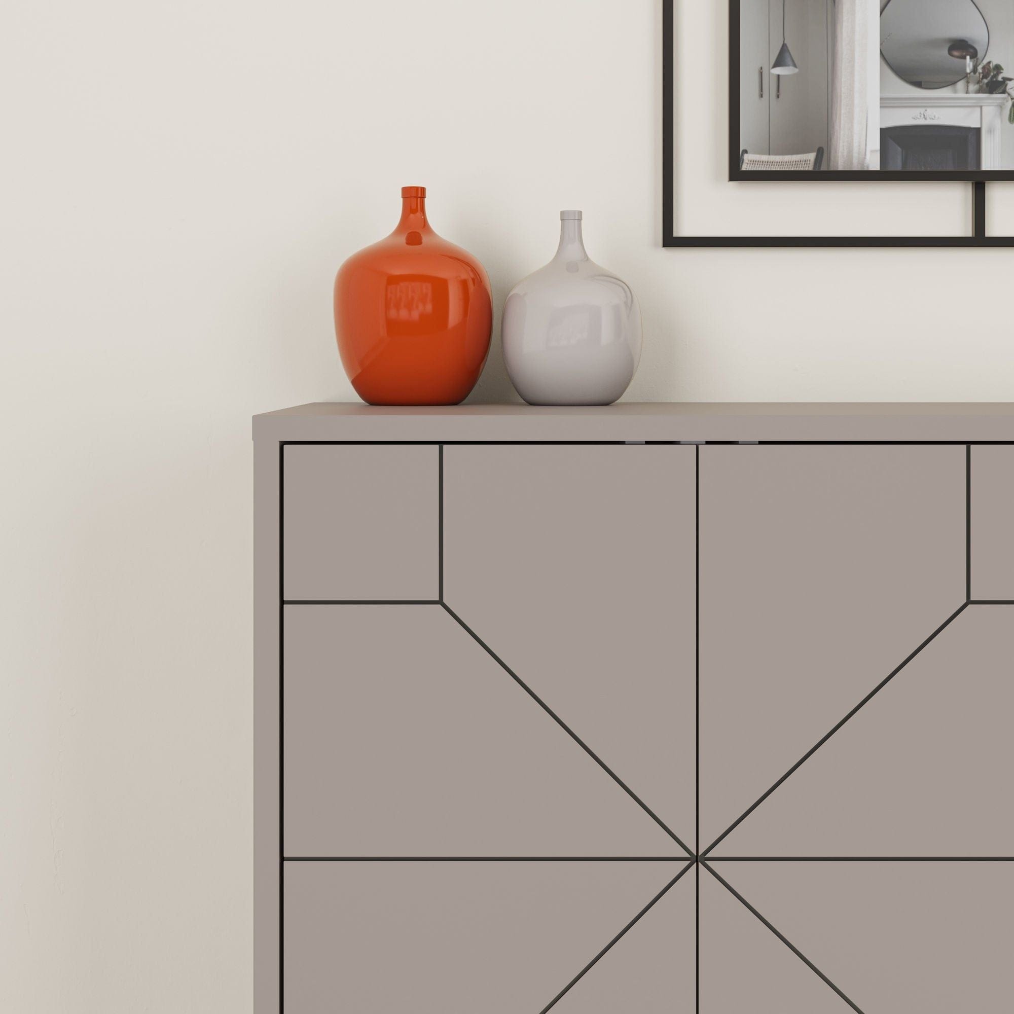 Comoda DUNE, gri/negru, PAL melaminat, 123x35x77 cm